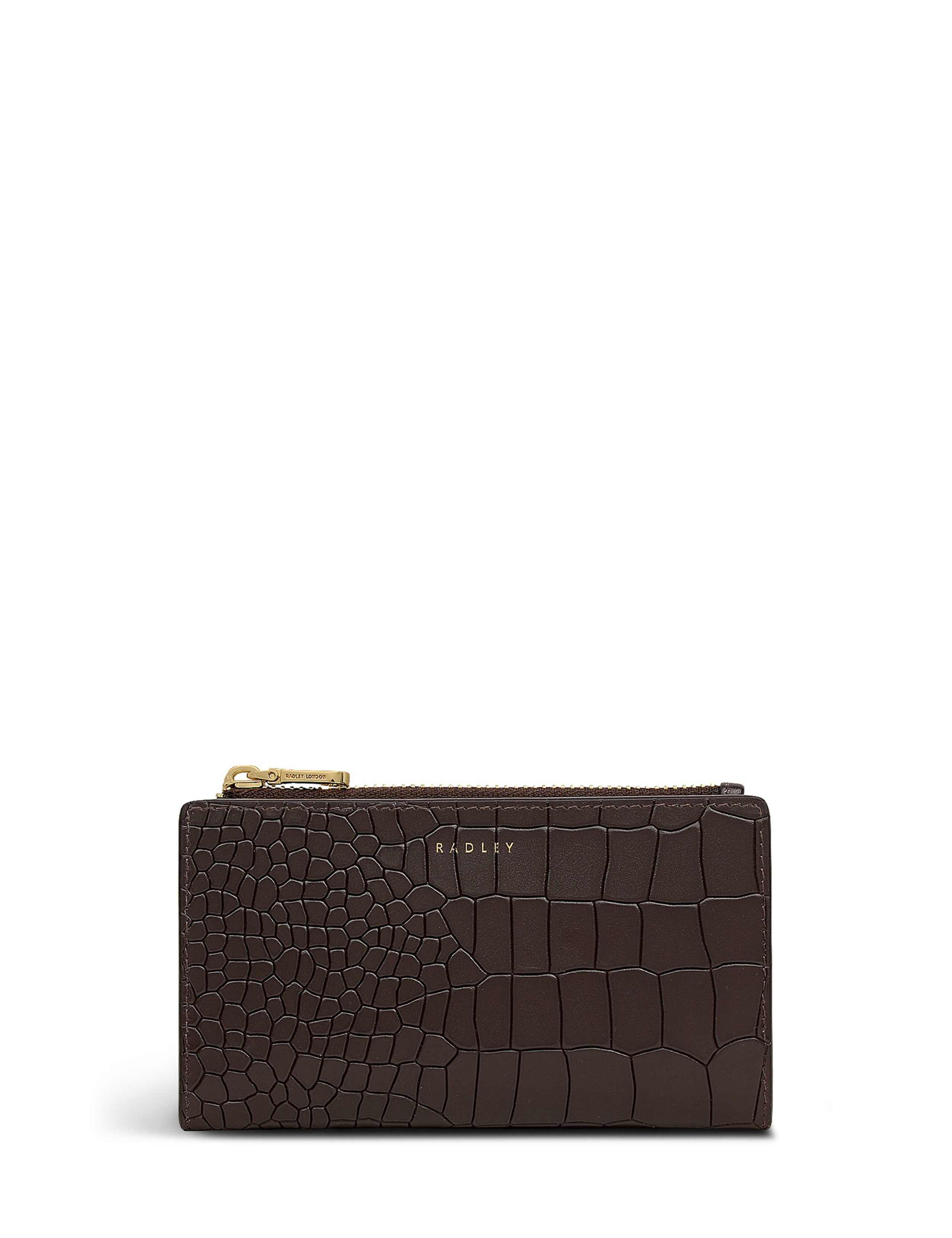 Leather Coin Street Faux Croc Purse