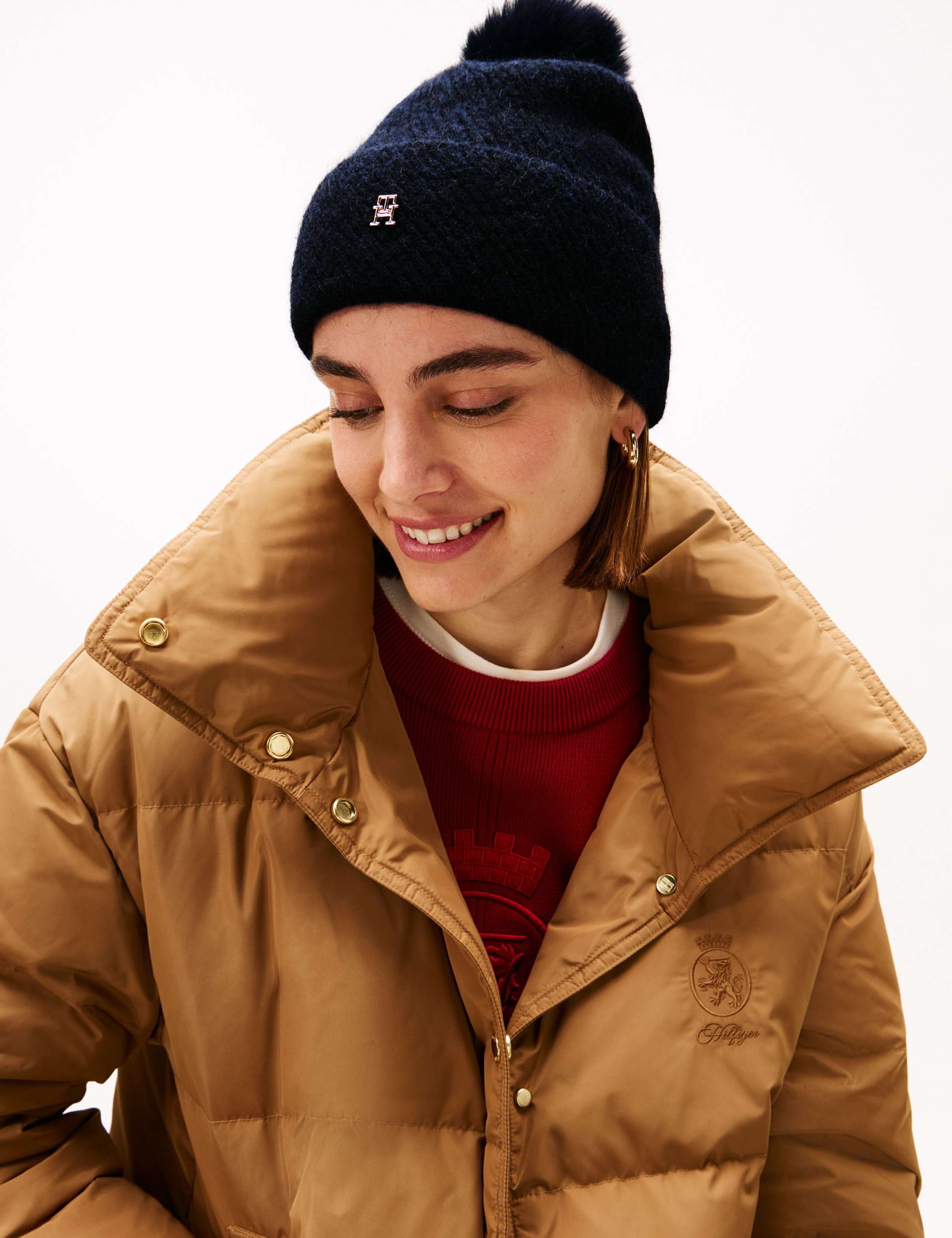 Sparkle Faux Fur Pom Beanie Hat with Wool