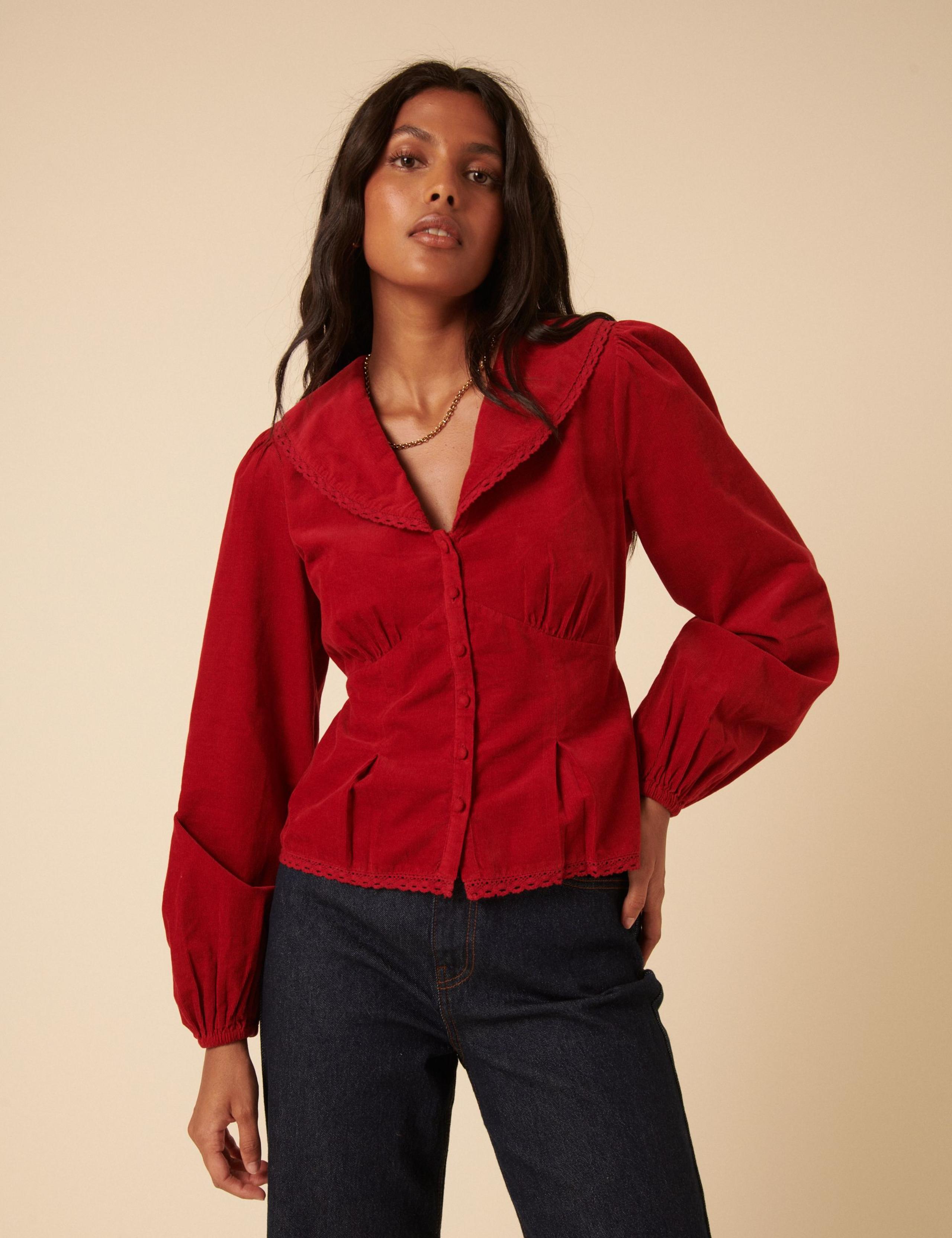 Pure Cotton Oversized Collared Blouse