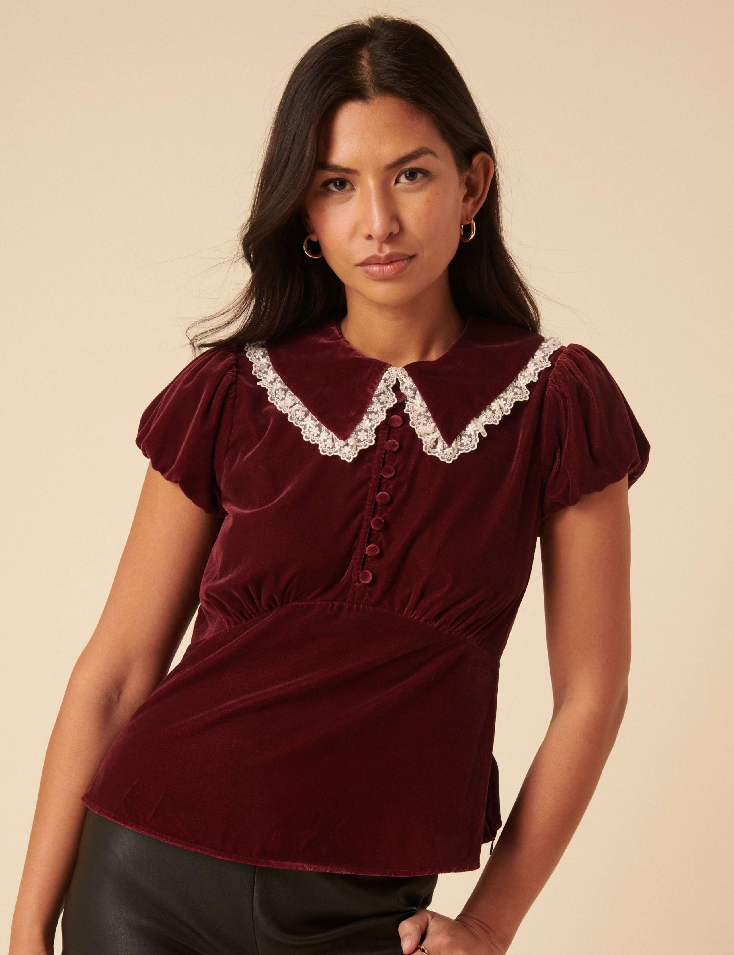 Embroidered Collared Blouse