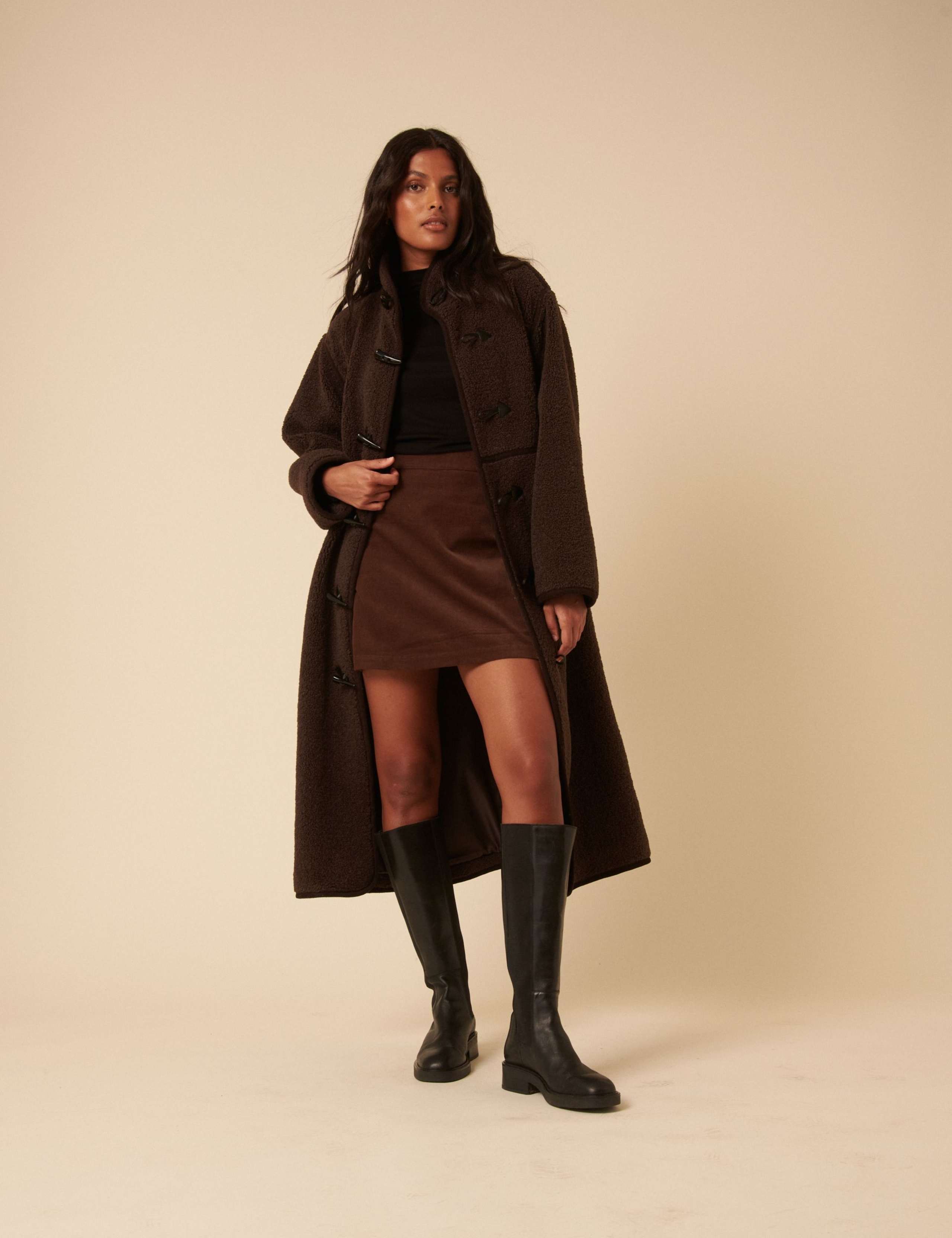 Borg High Neck Duffle Coat