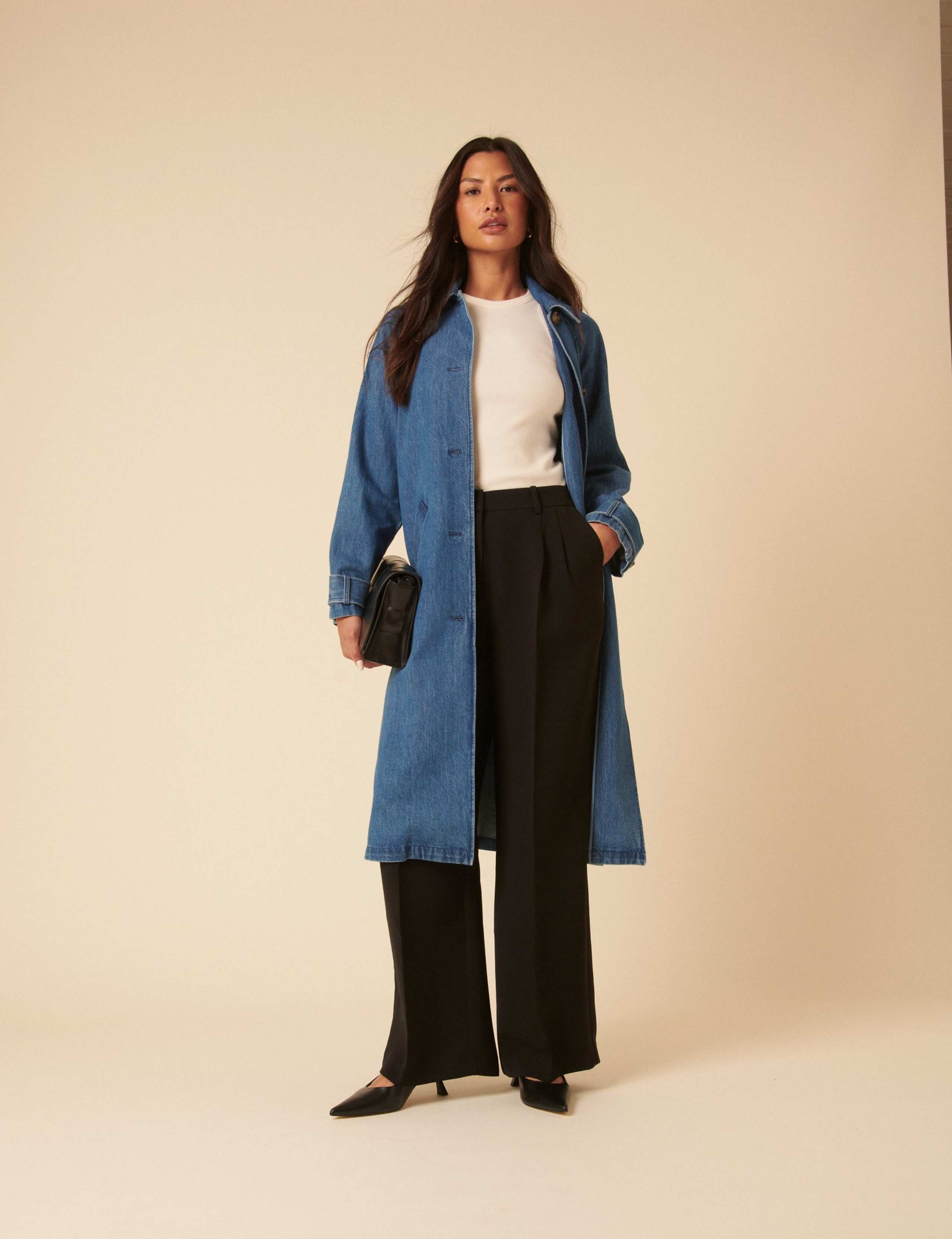 Denim Longline Trench Coat