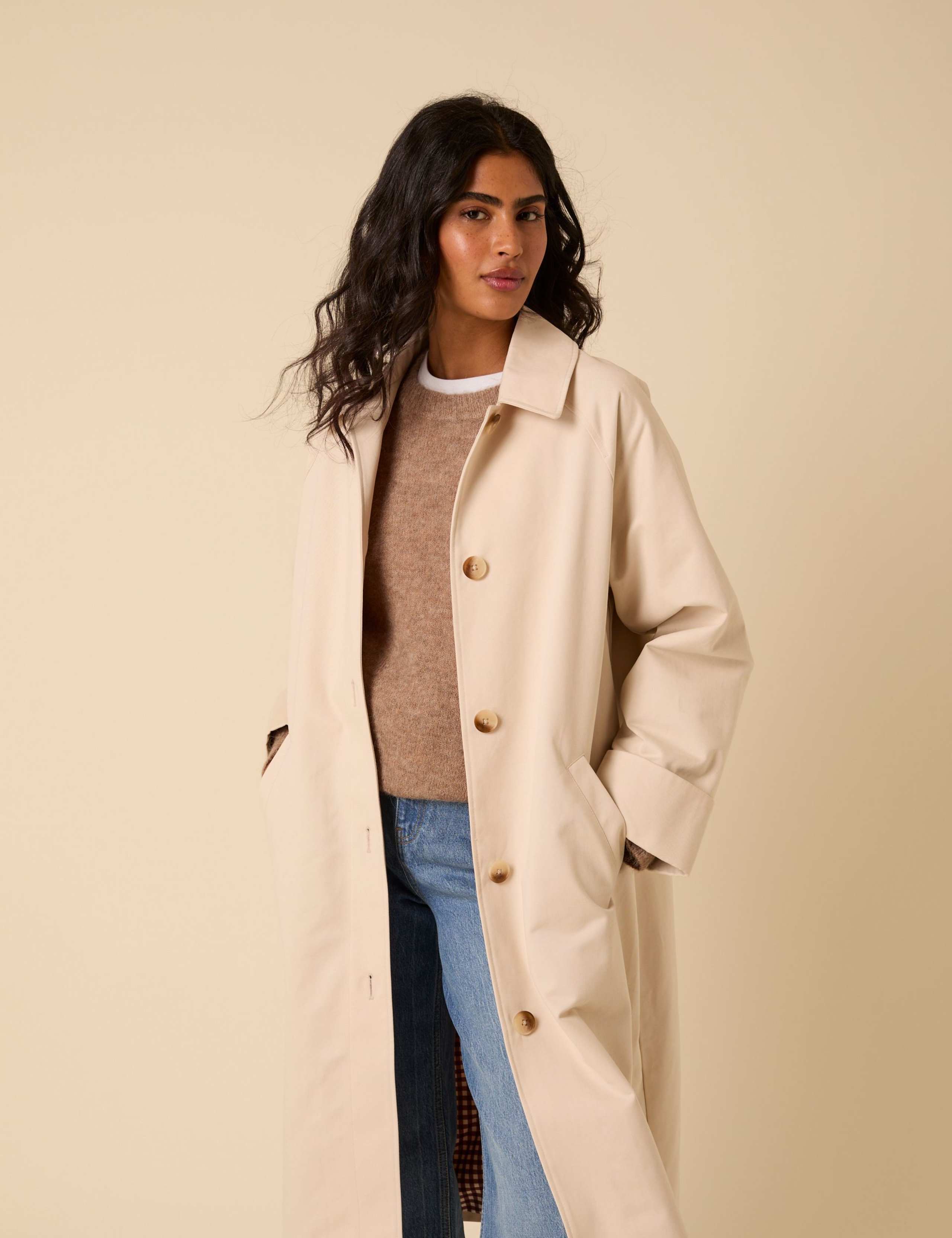 Pure Cotton Button Detail Car Coat