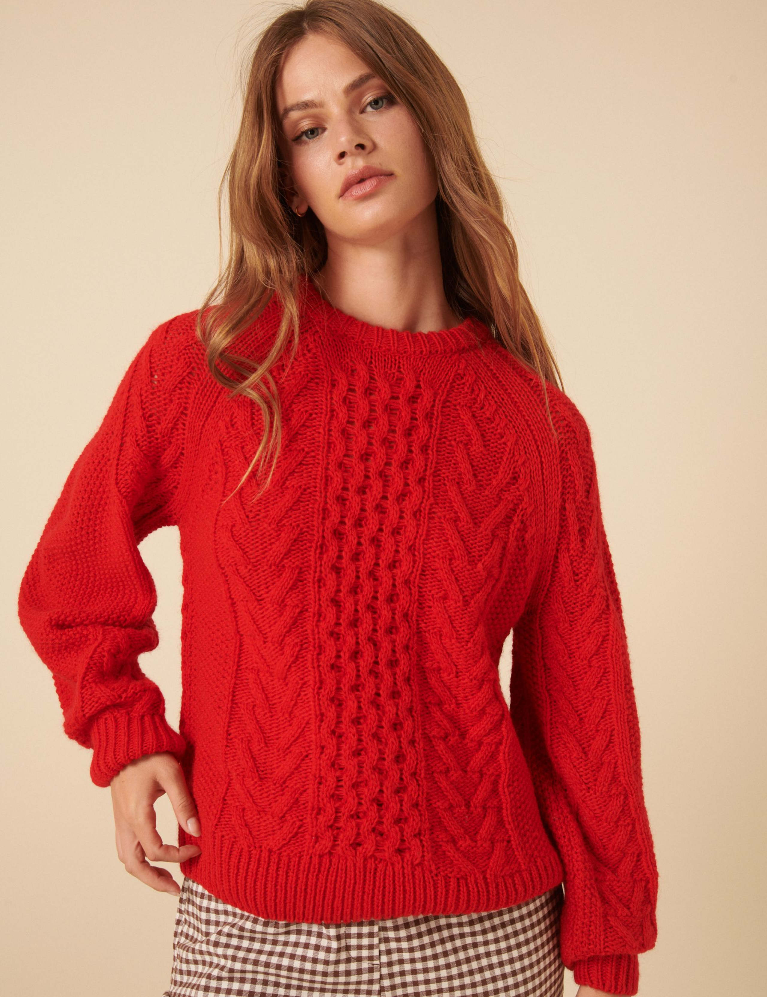Wool Blend Cable Knit Jumper
