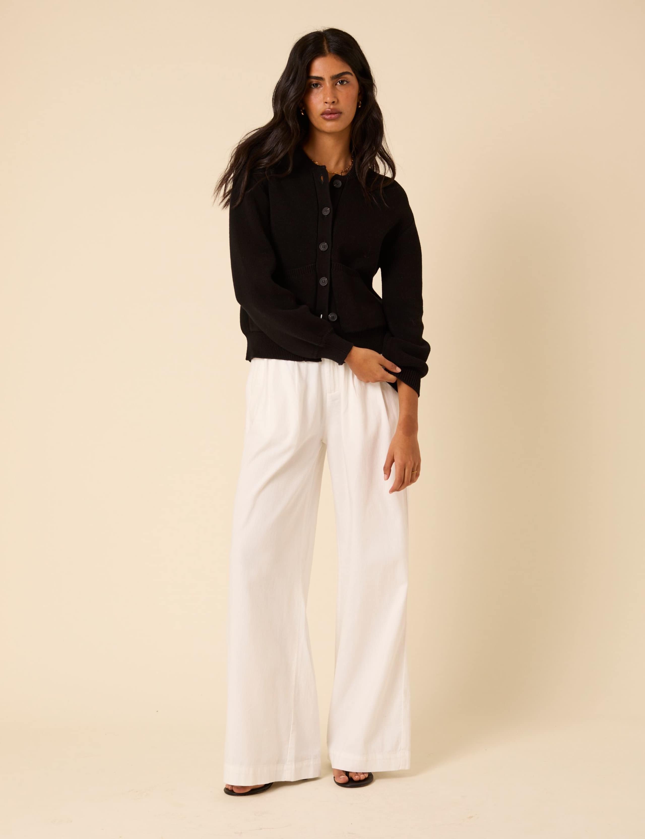 Cotton Ribbed Button Front Cardigan