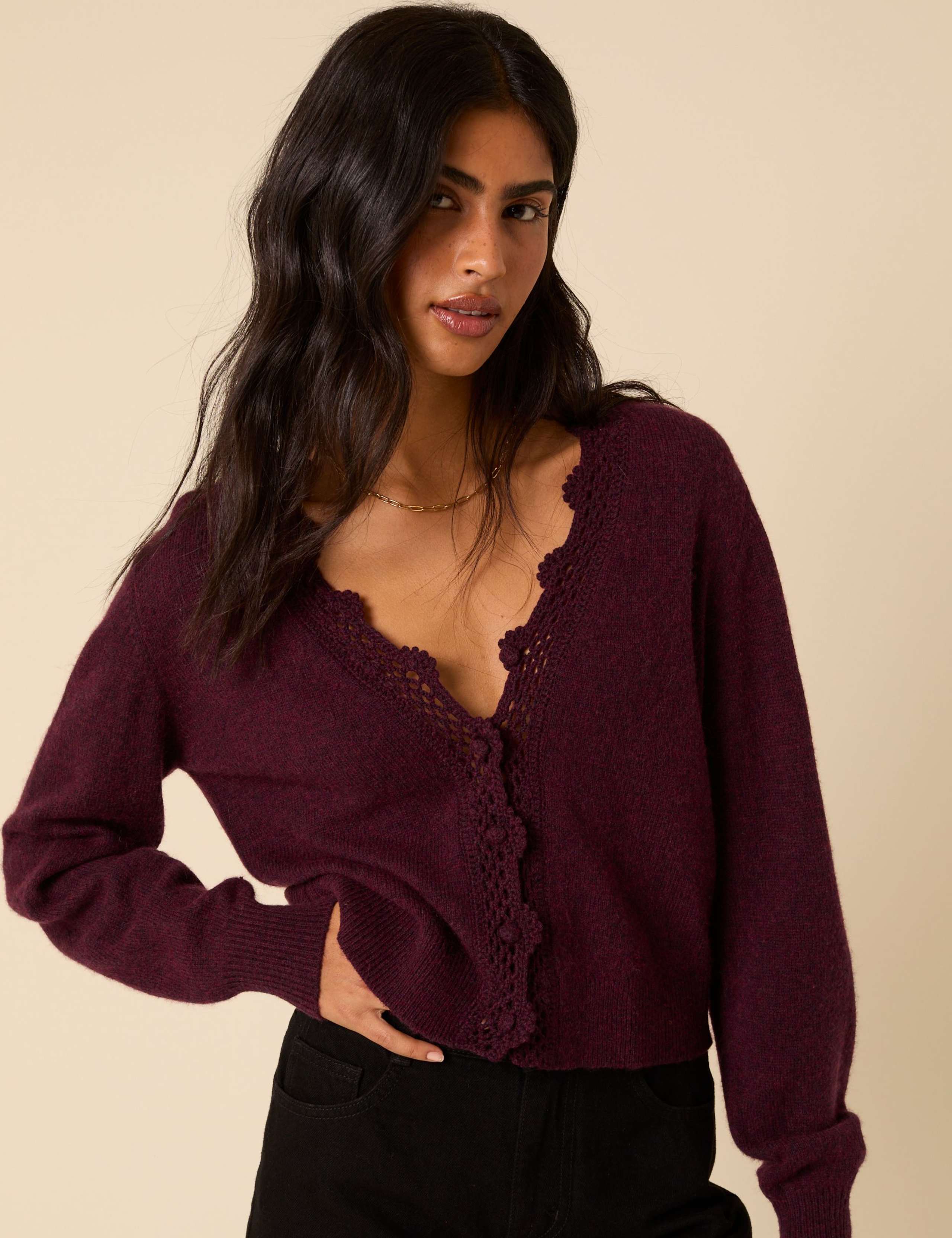 Wool Blend V-Neck Cardigan