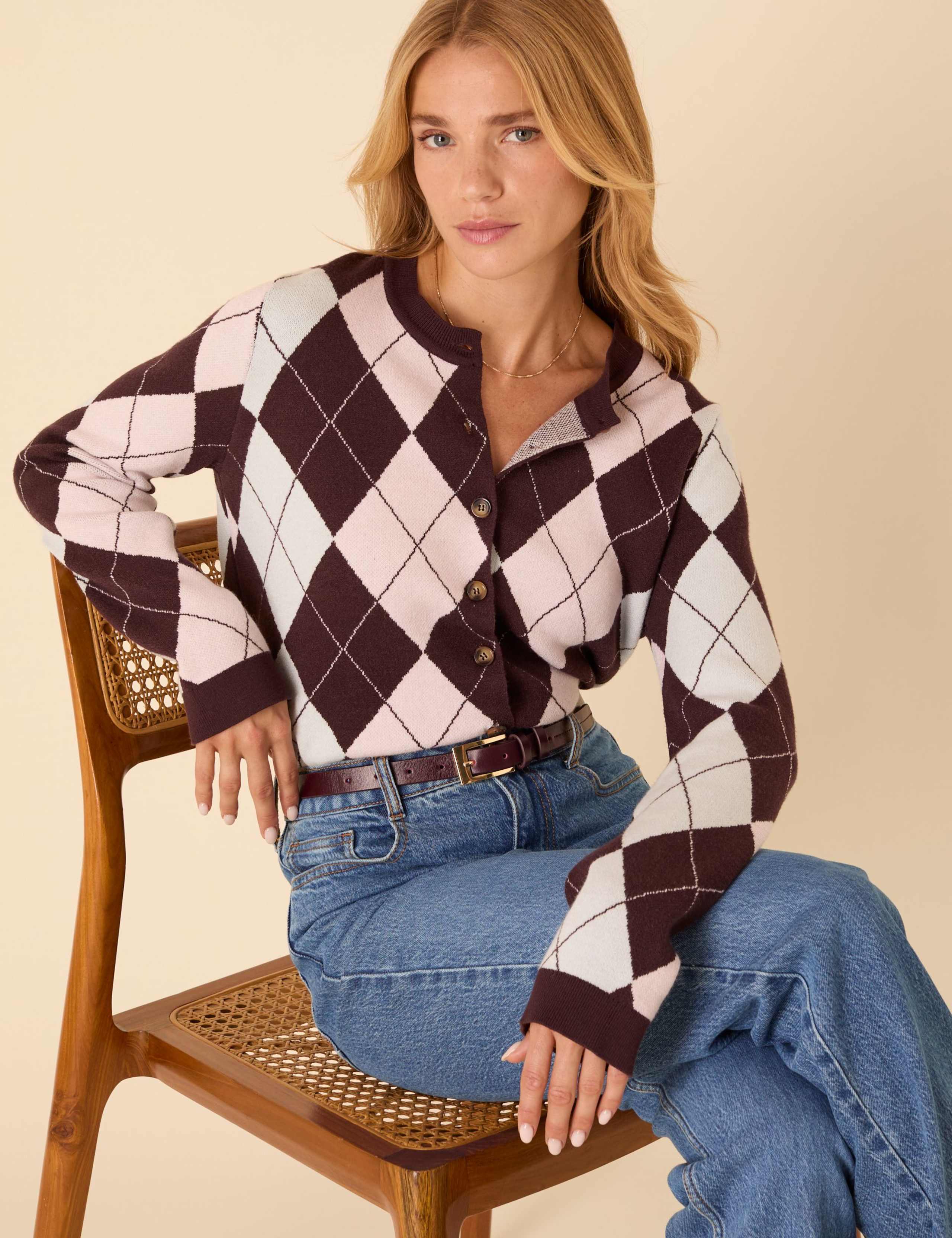 Cotton Rich Argyle Cardigan