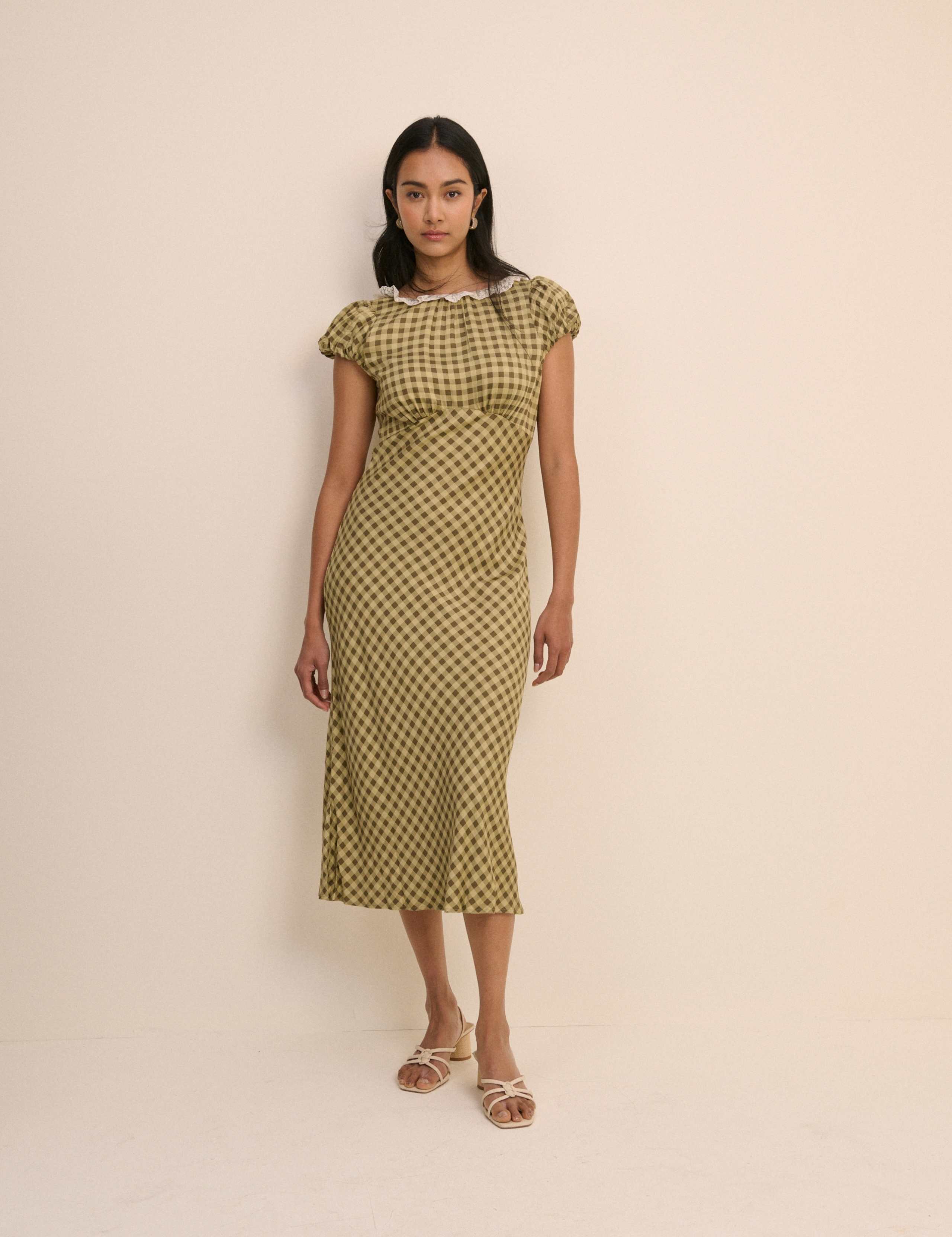Checked Midi Skater Dress