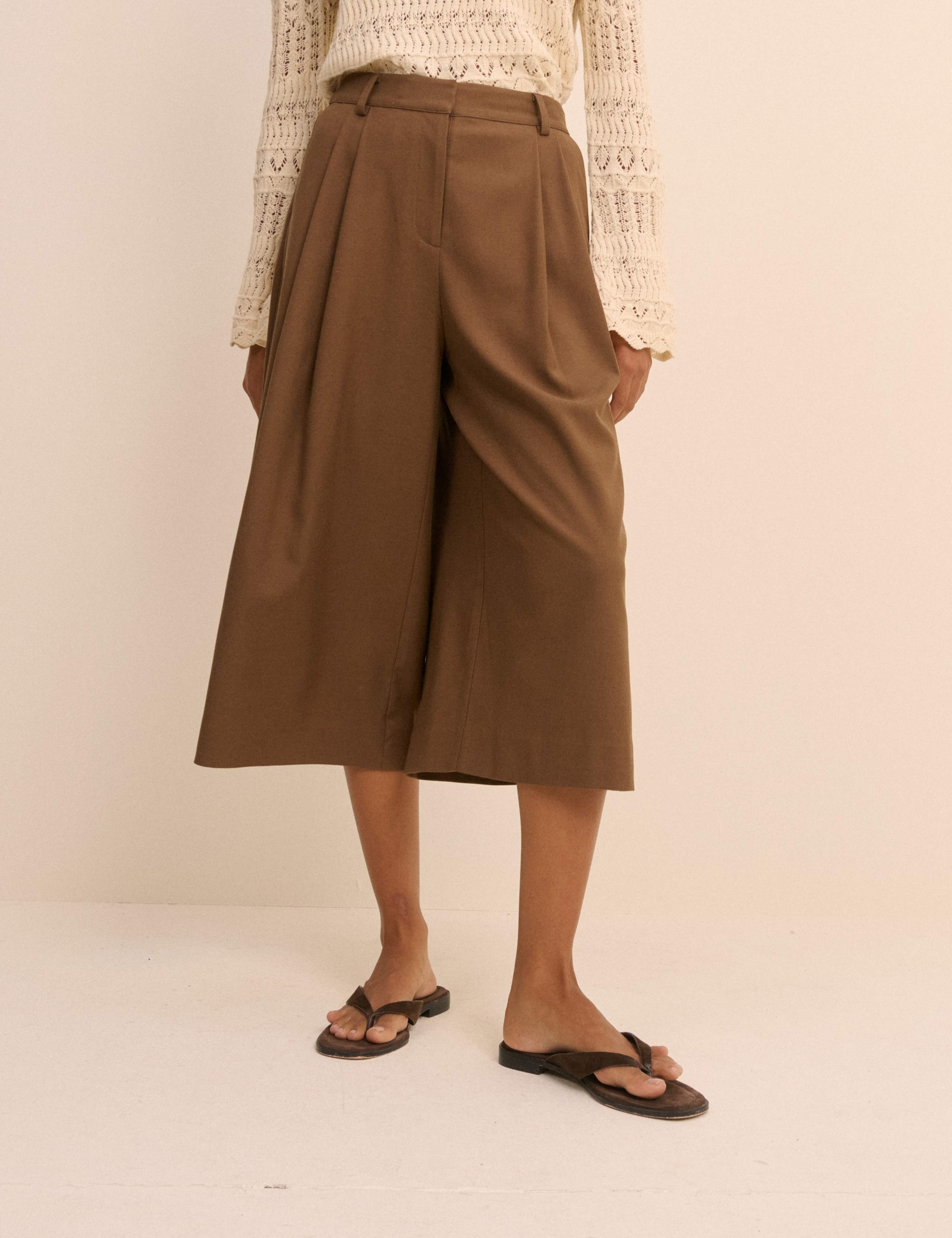Wide Leg Tailored Culottes with Wool