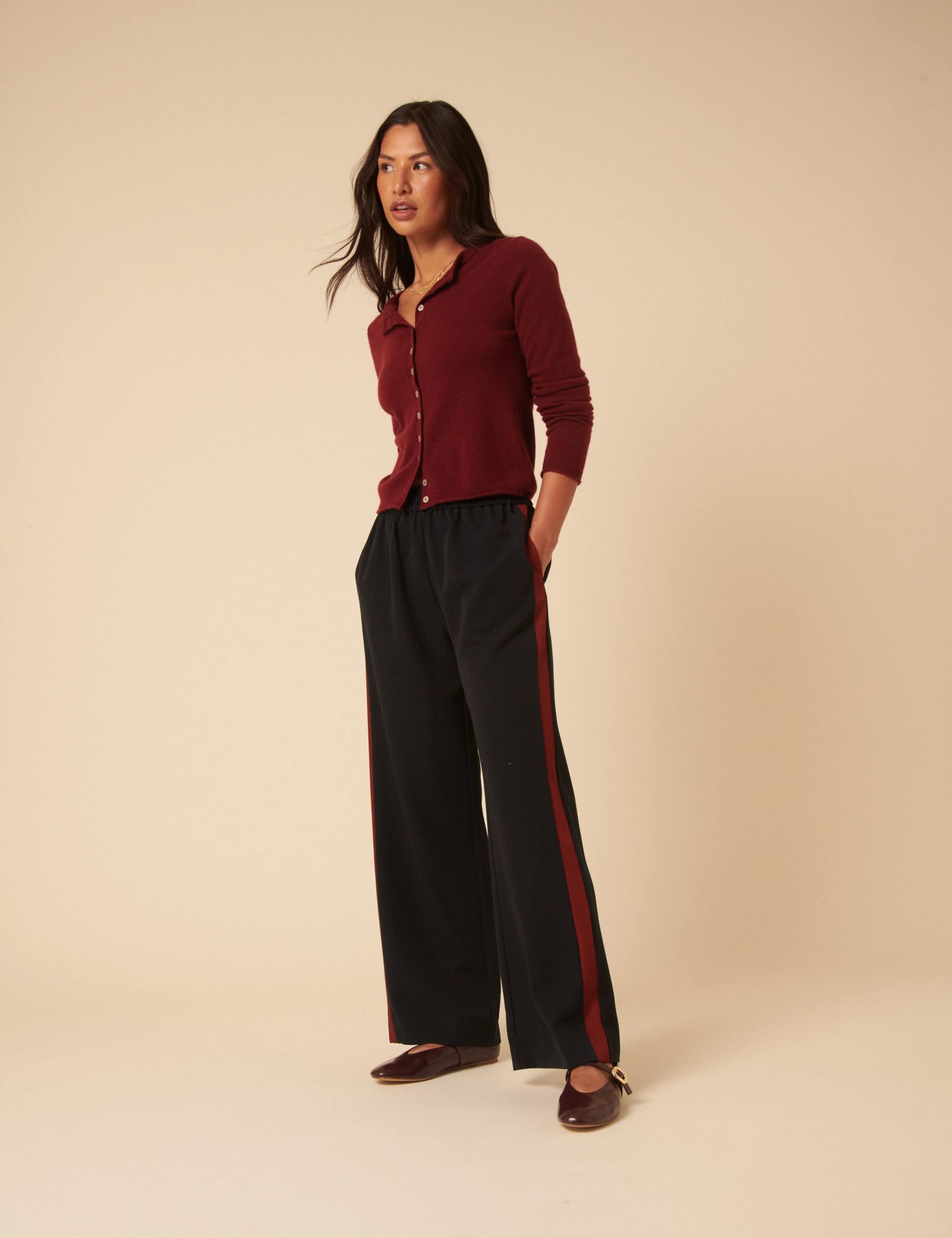 Side Stripe Wide Leg Trousers