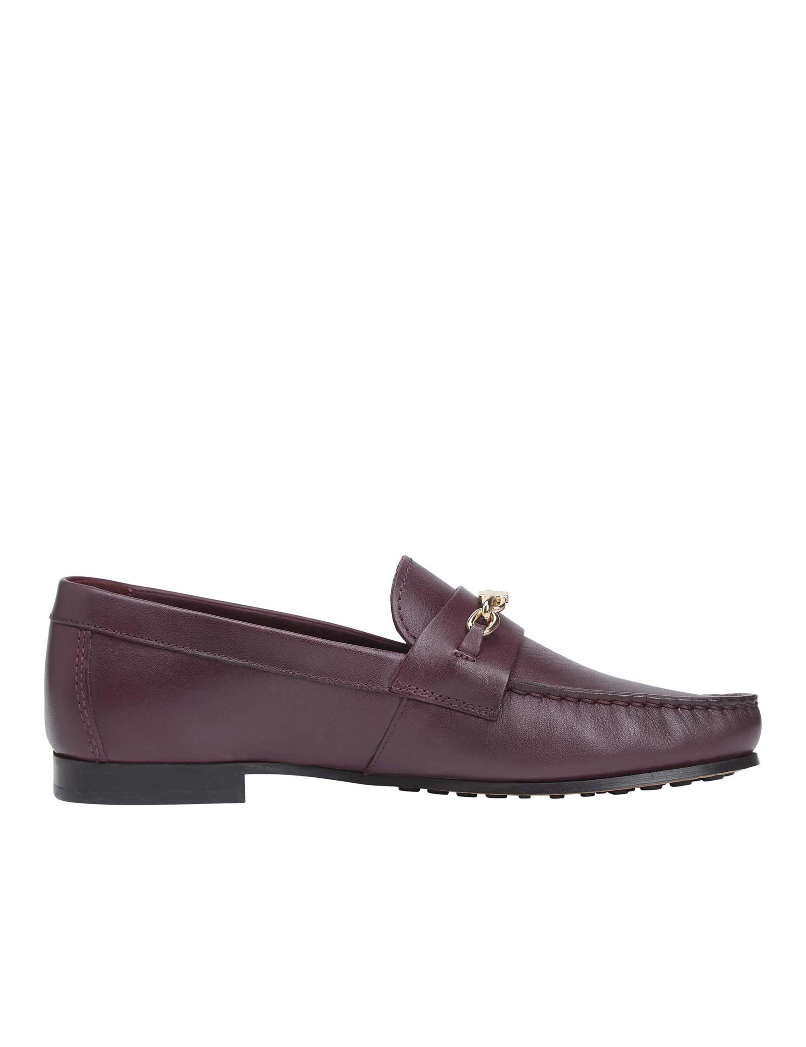 Leather Chain Trim Monogram Loafers