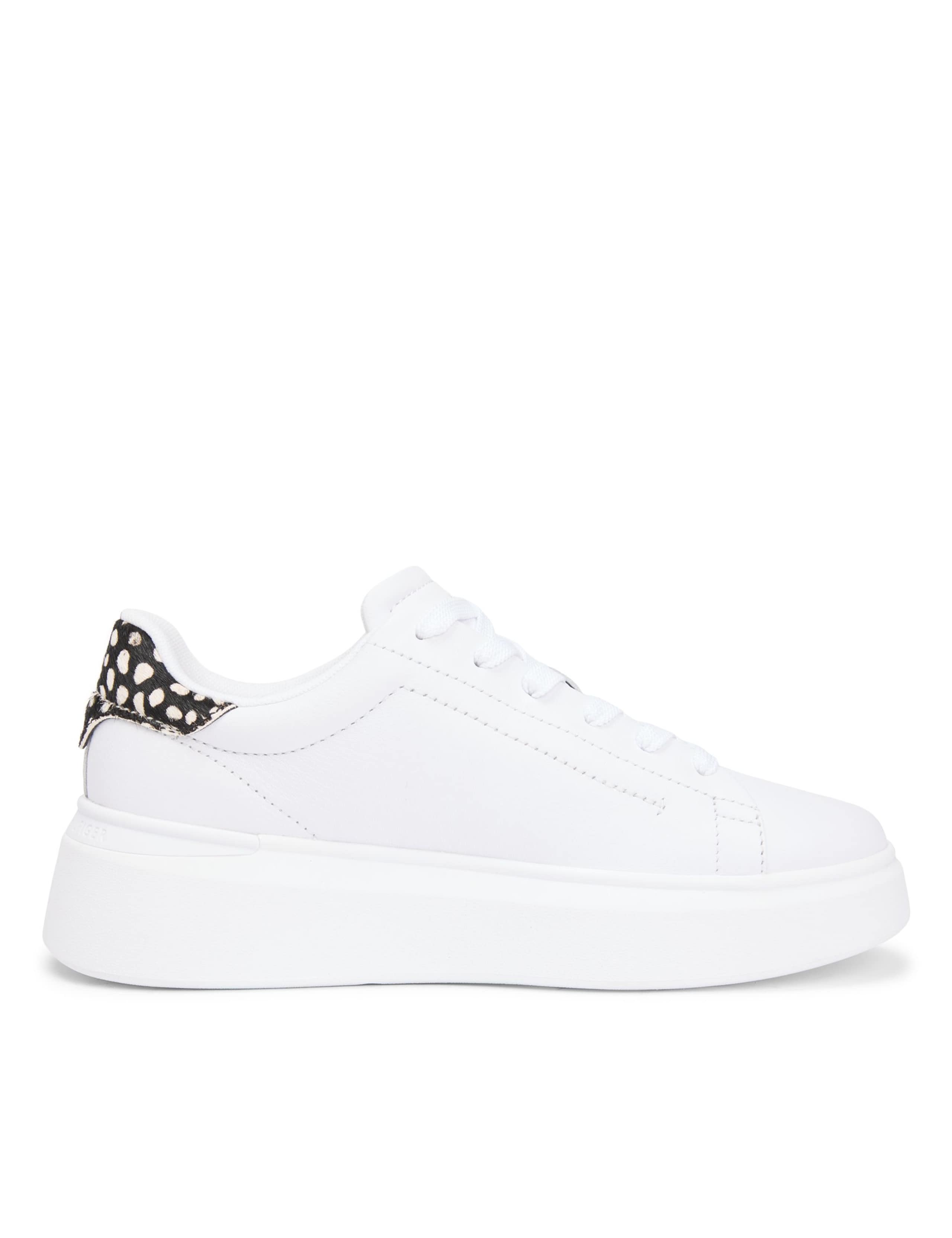 Leather Animal Print Platform Trainers