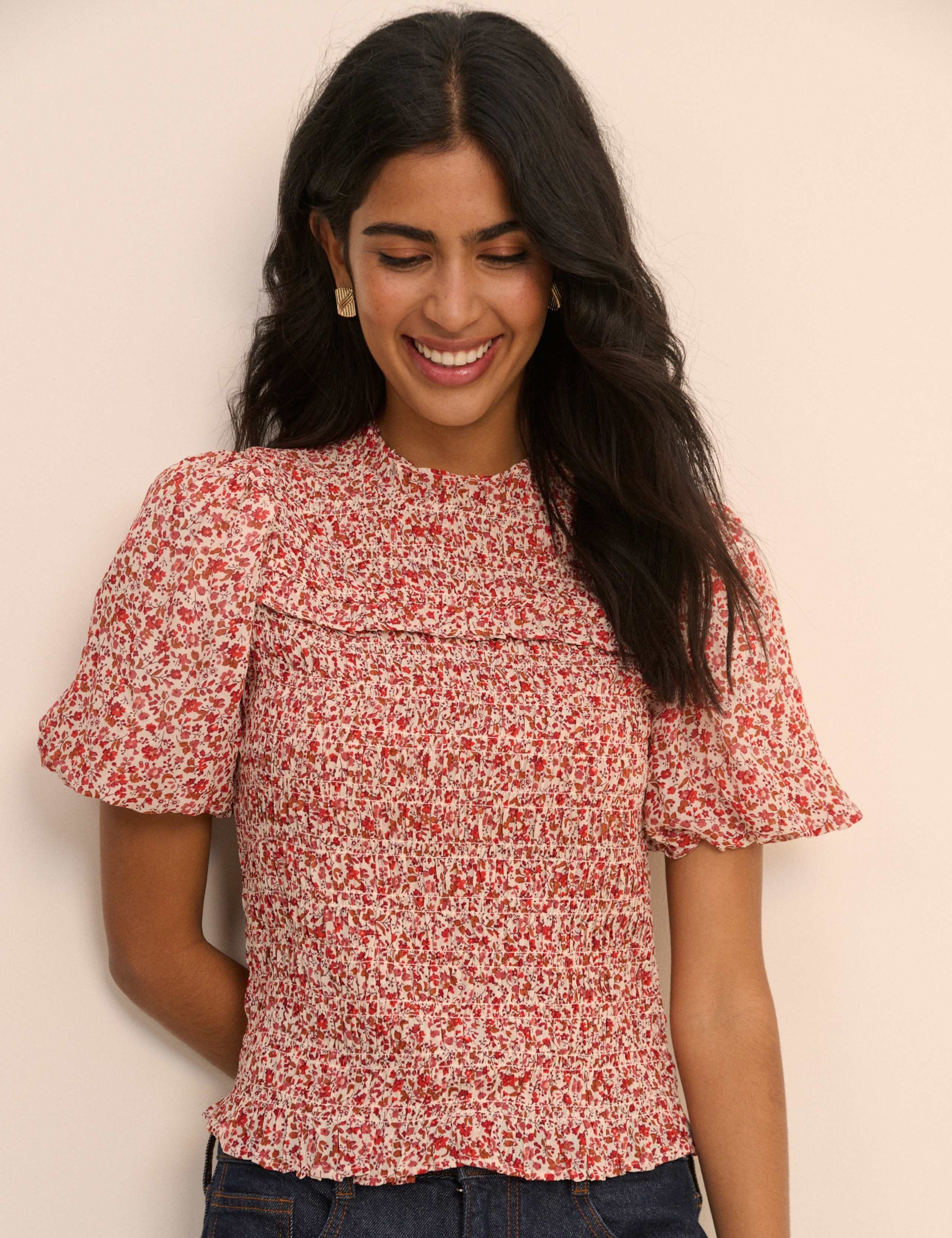Floral Shirred Top