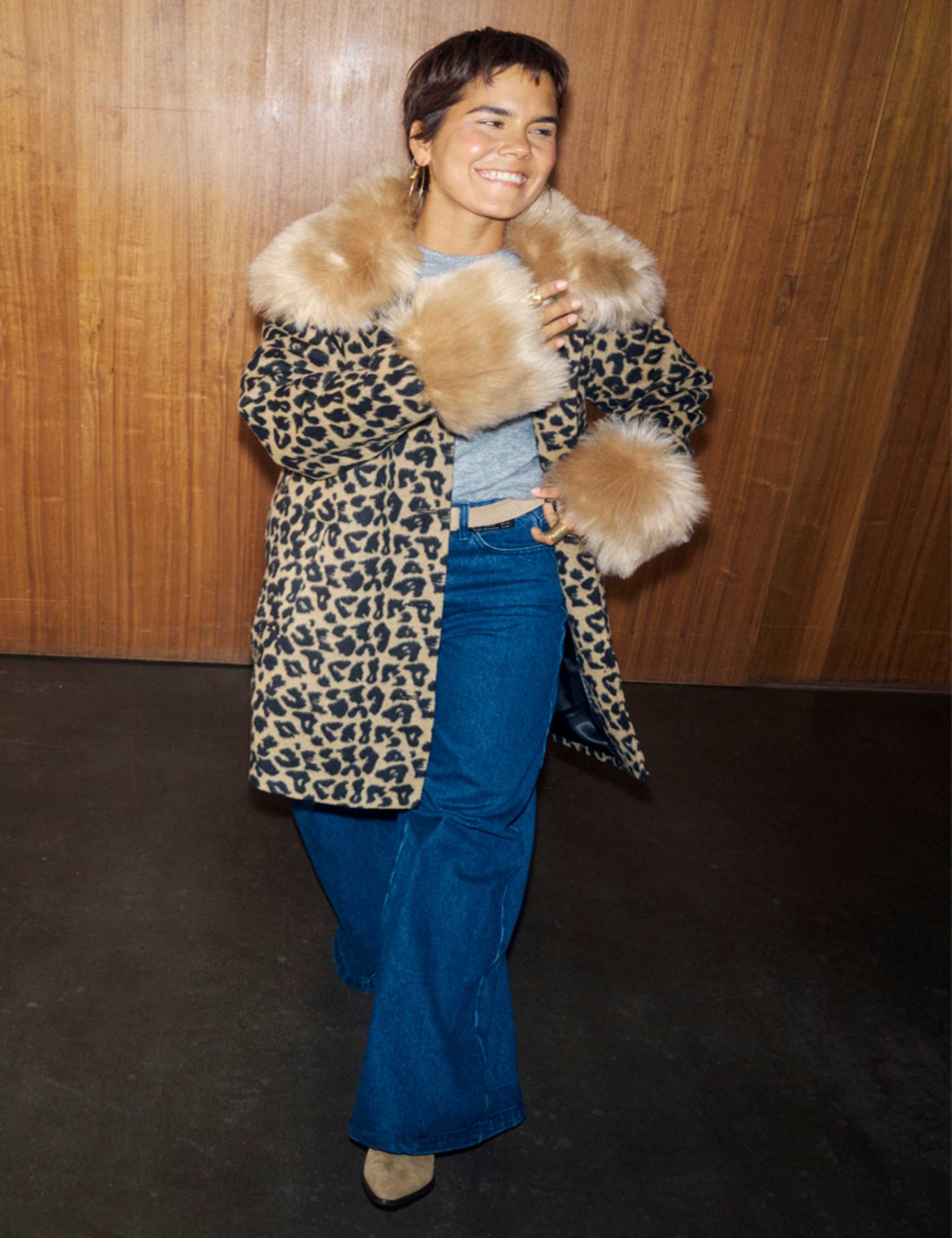 Faux Fur Leopard Print Coat