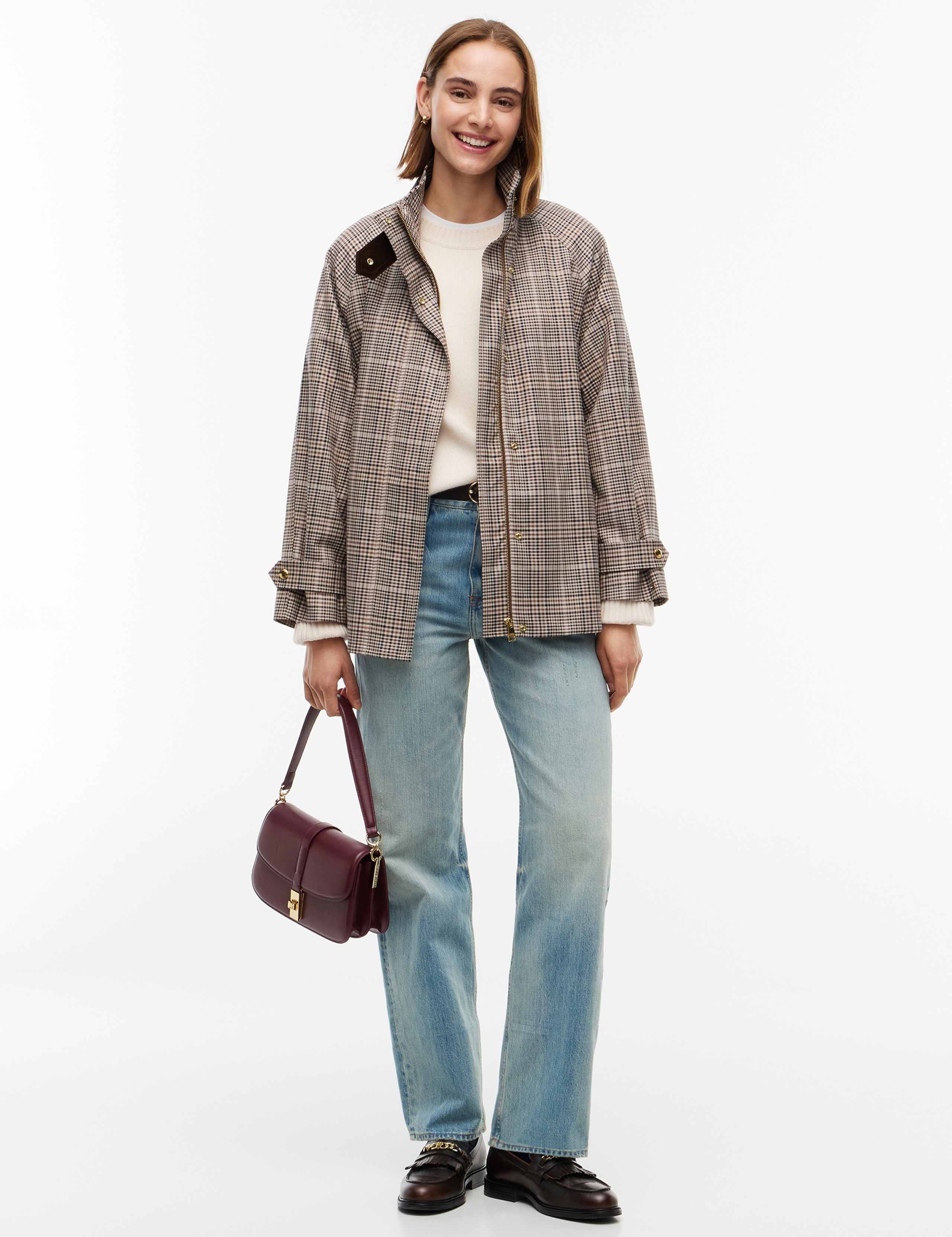 Pure Cotton Checked Cape Coat
