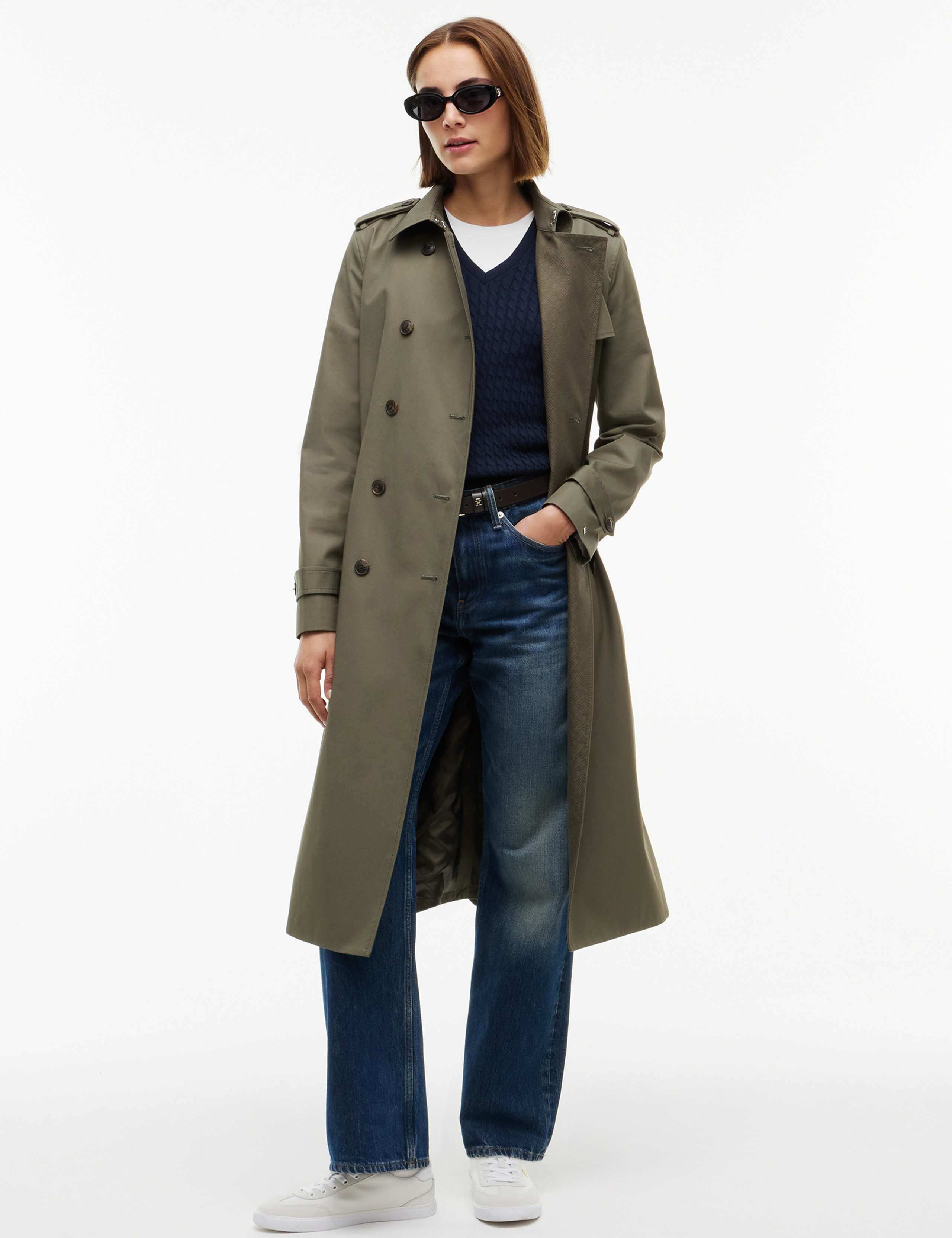 Pure Cotton Monogram Print Trench Coat