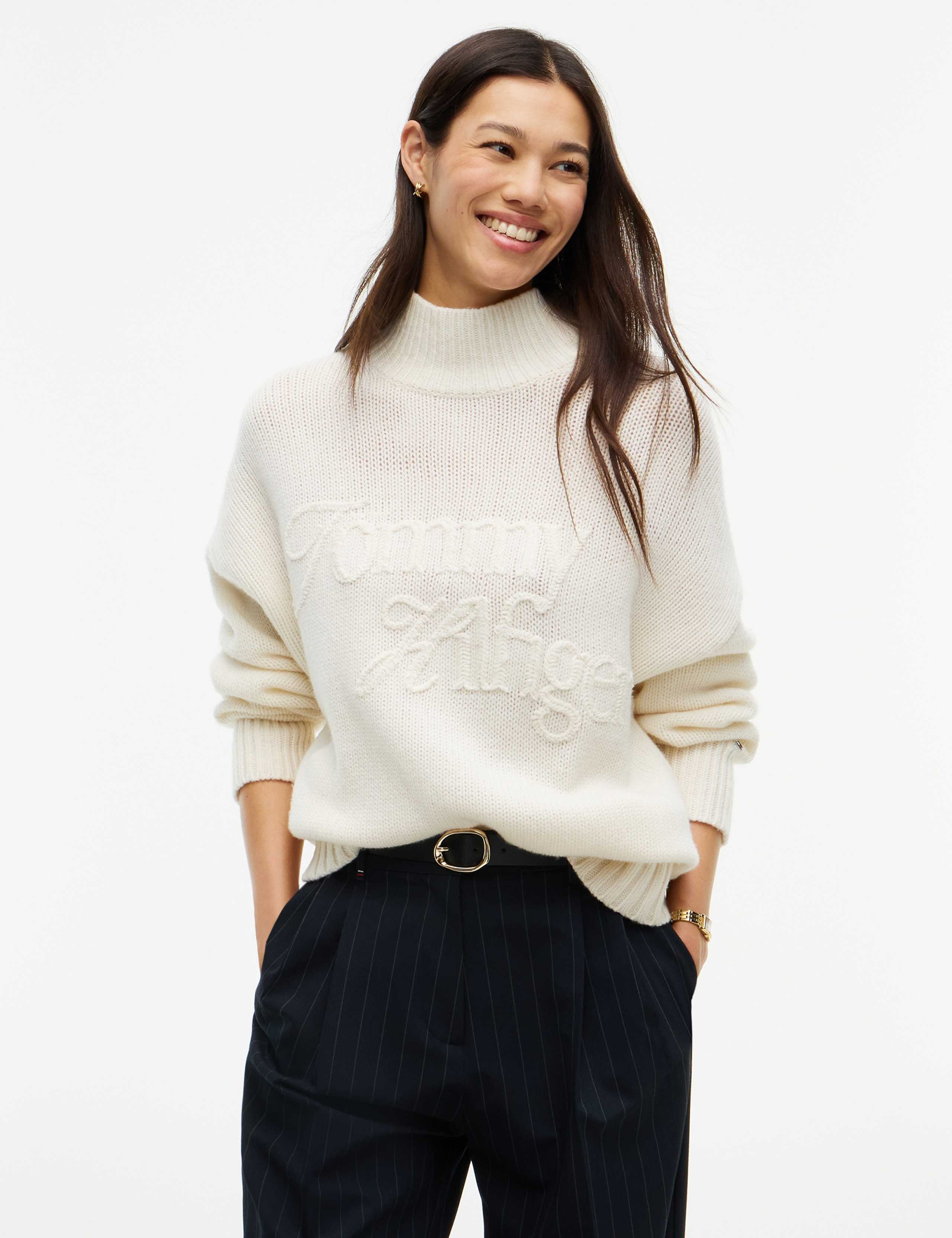 Pure Wool Mock Neck Jumper