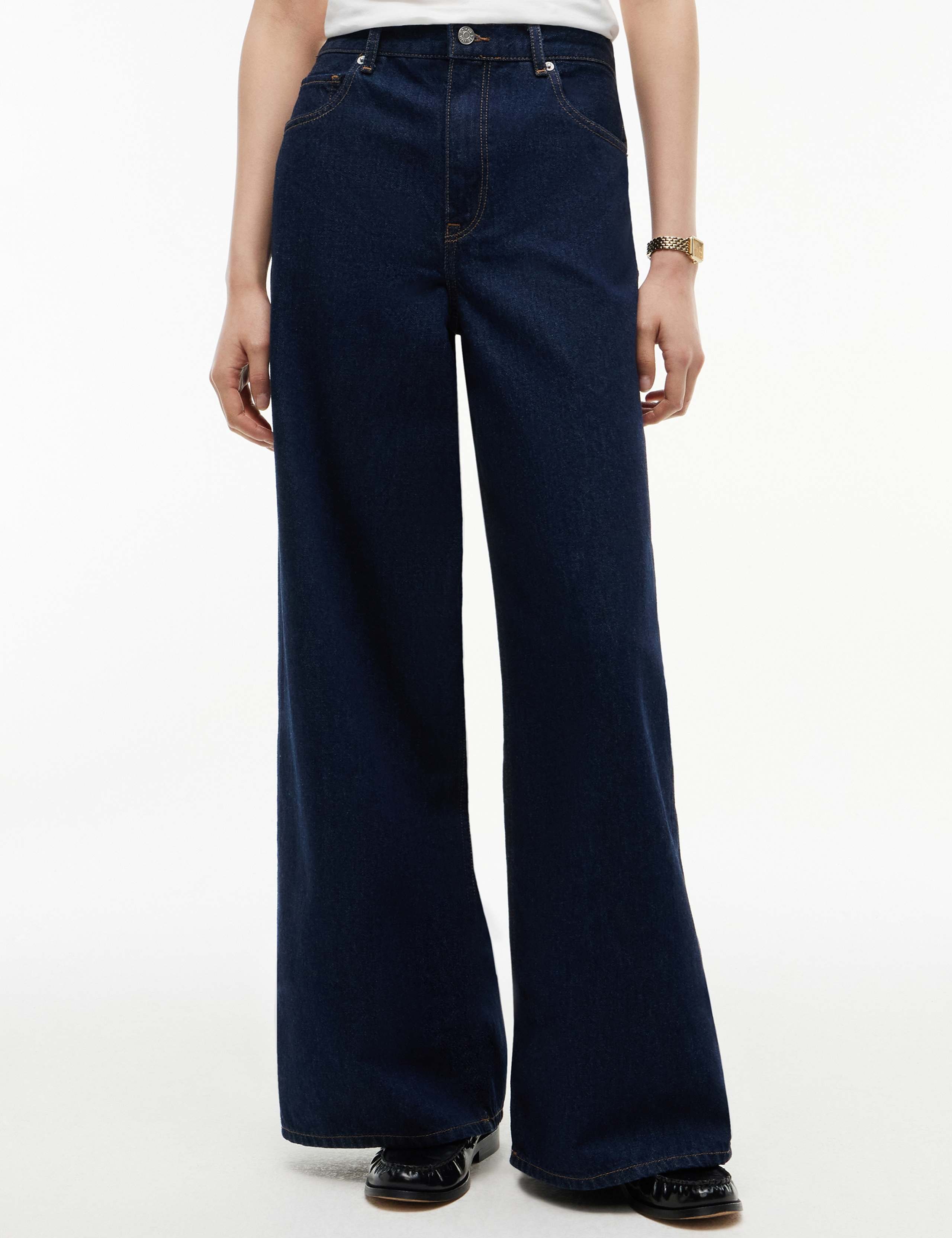 High Waisted Faded Wide Leg Jeans