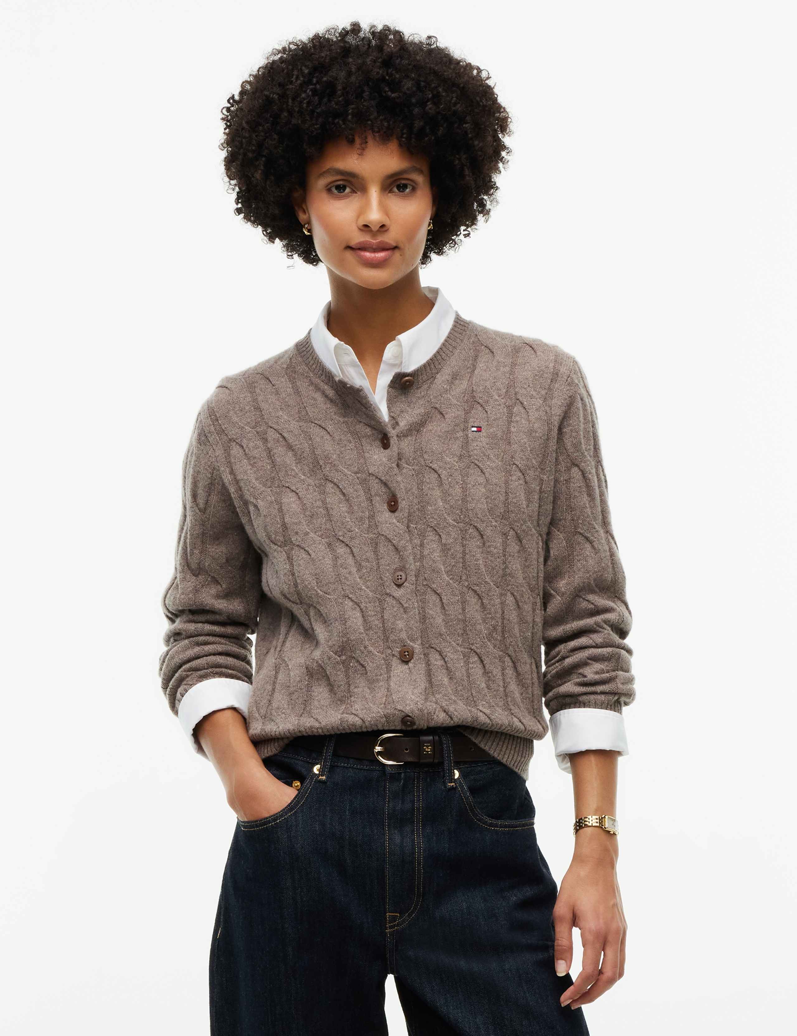 Pure Wool Cable Knit Cardigan