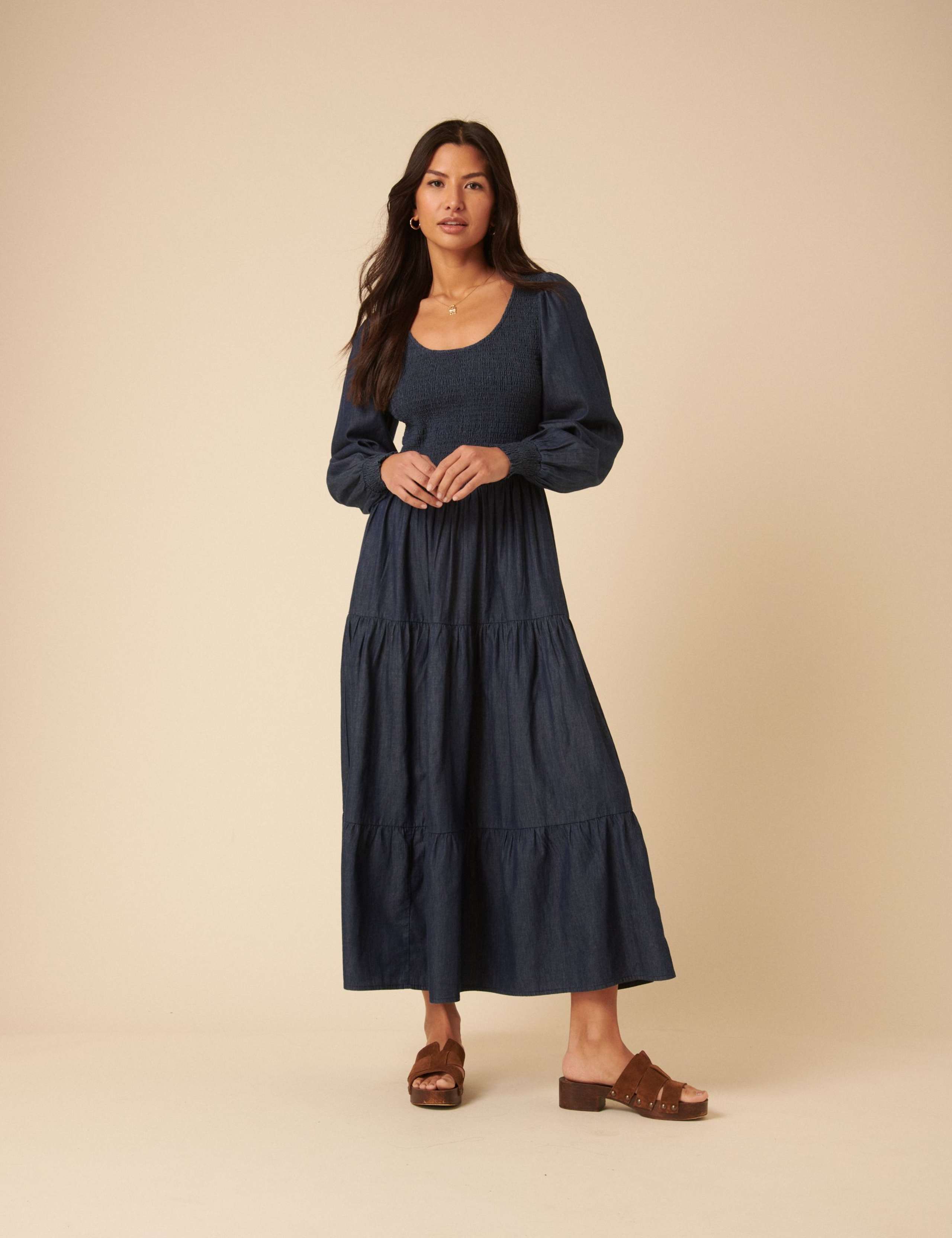 Pure Cotton Midaxi Tiered Dress
