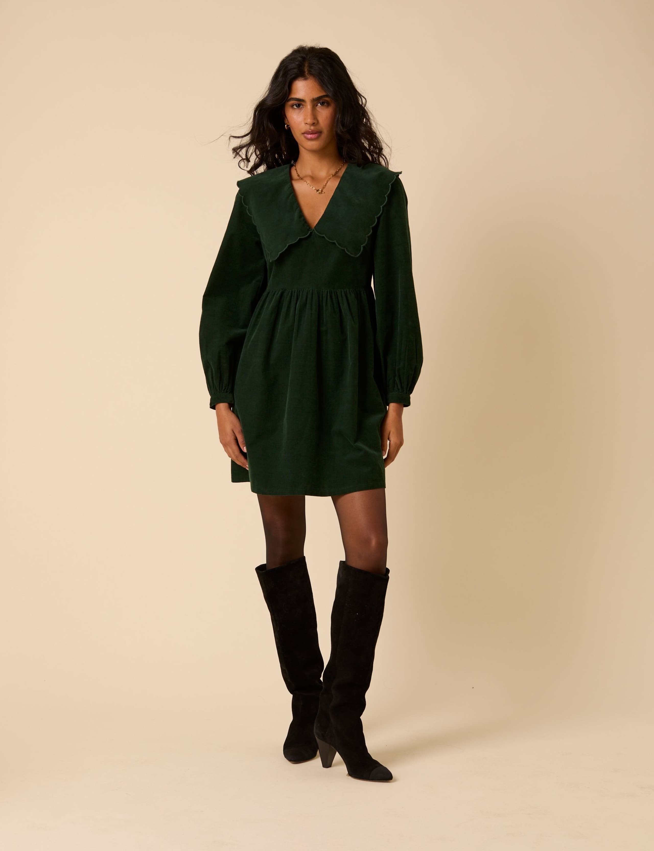Pure Cotton Oversized Collar Mini Dress