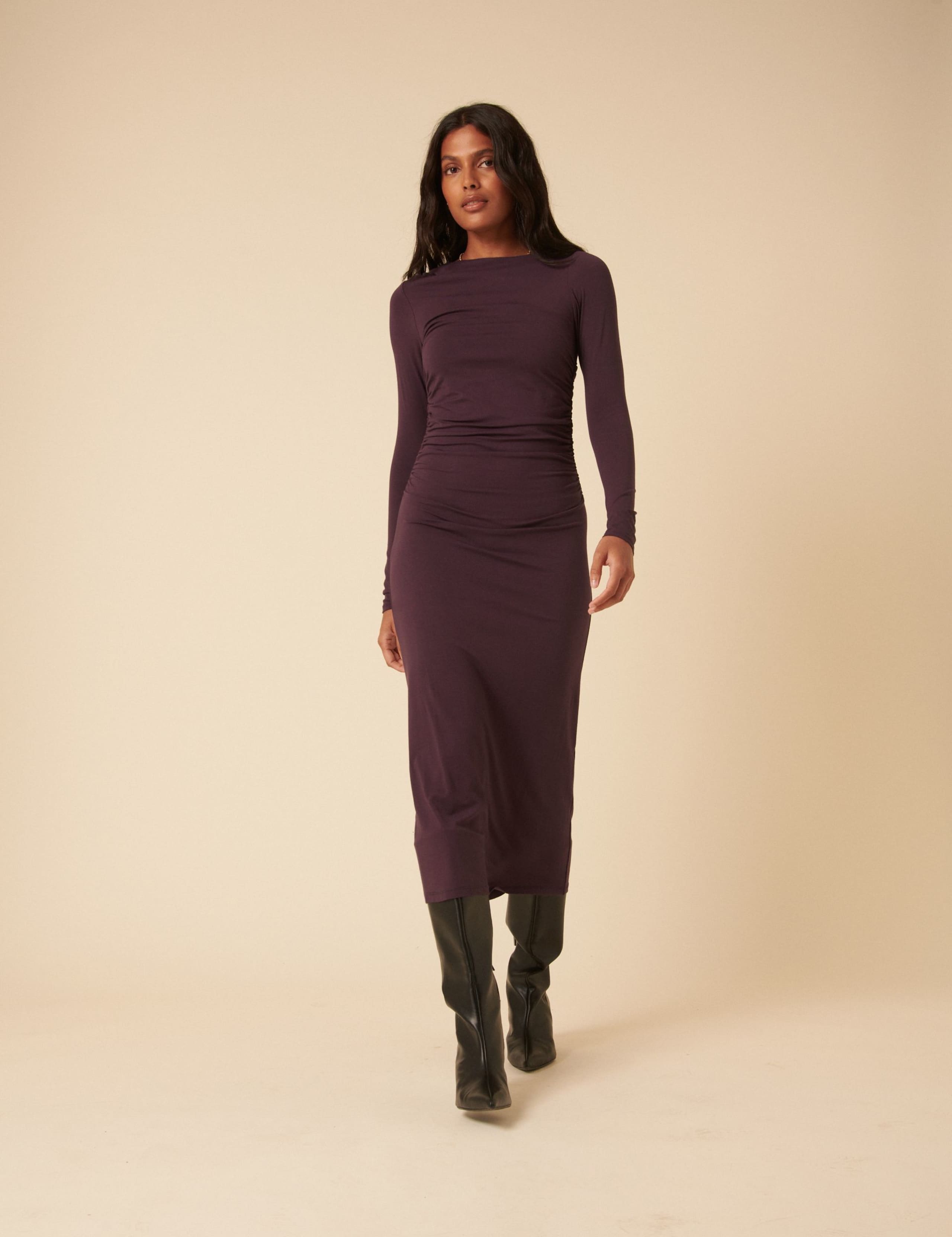 Ruched Bodycon Midi Dress