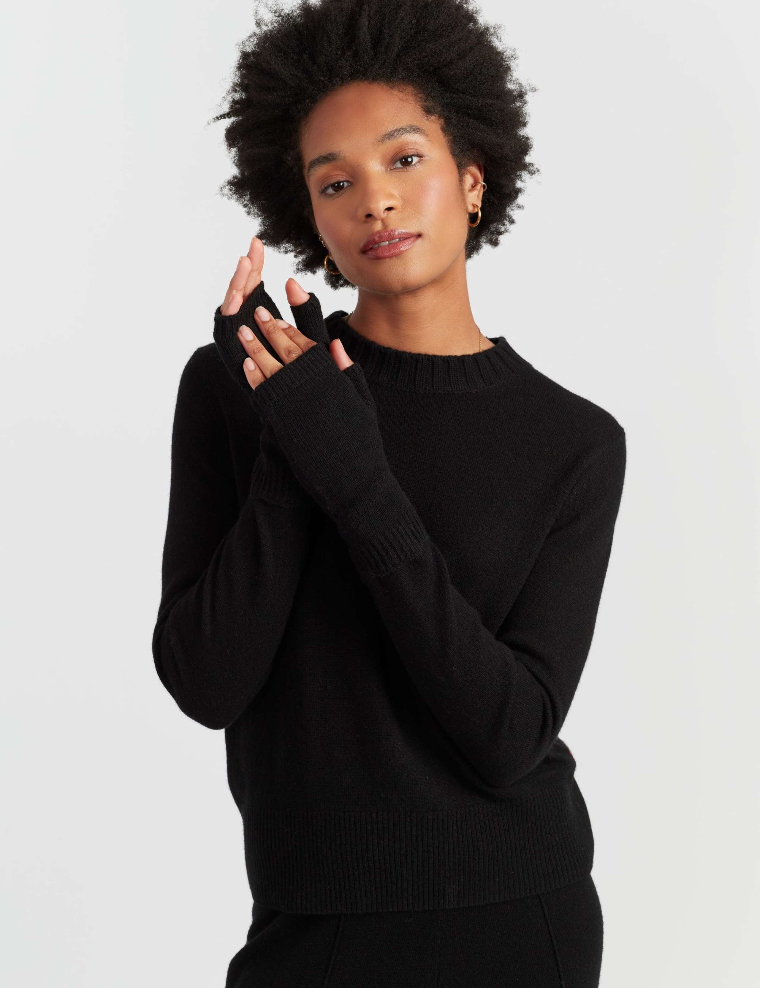 Wool Rich Fingerless Gloves with Cashmere
