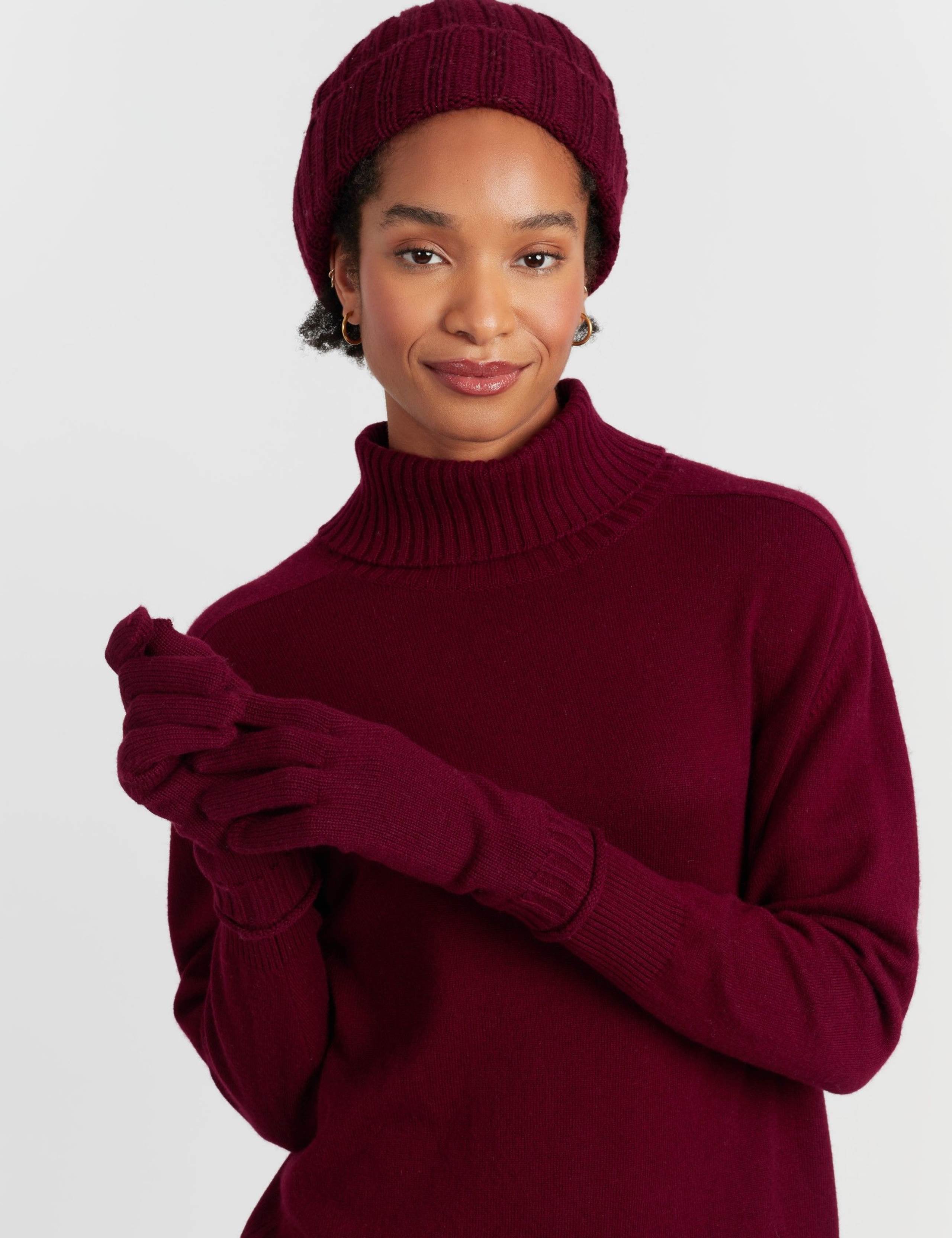 Wool Rich Rib Beanie Hat with Cashmere