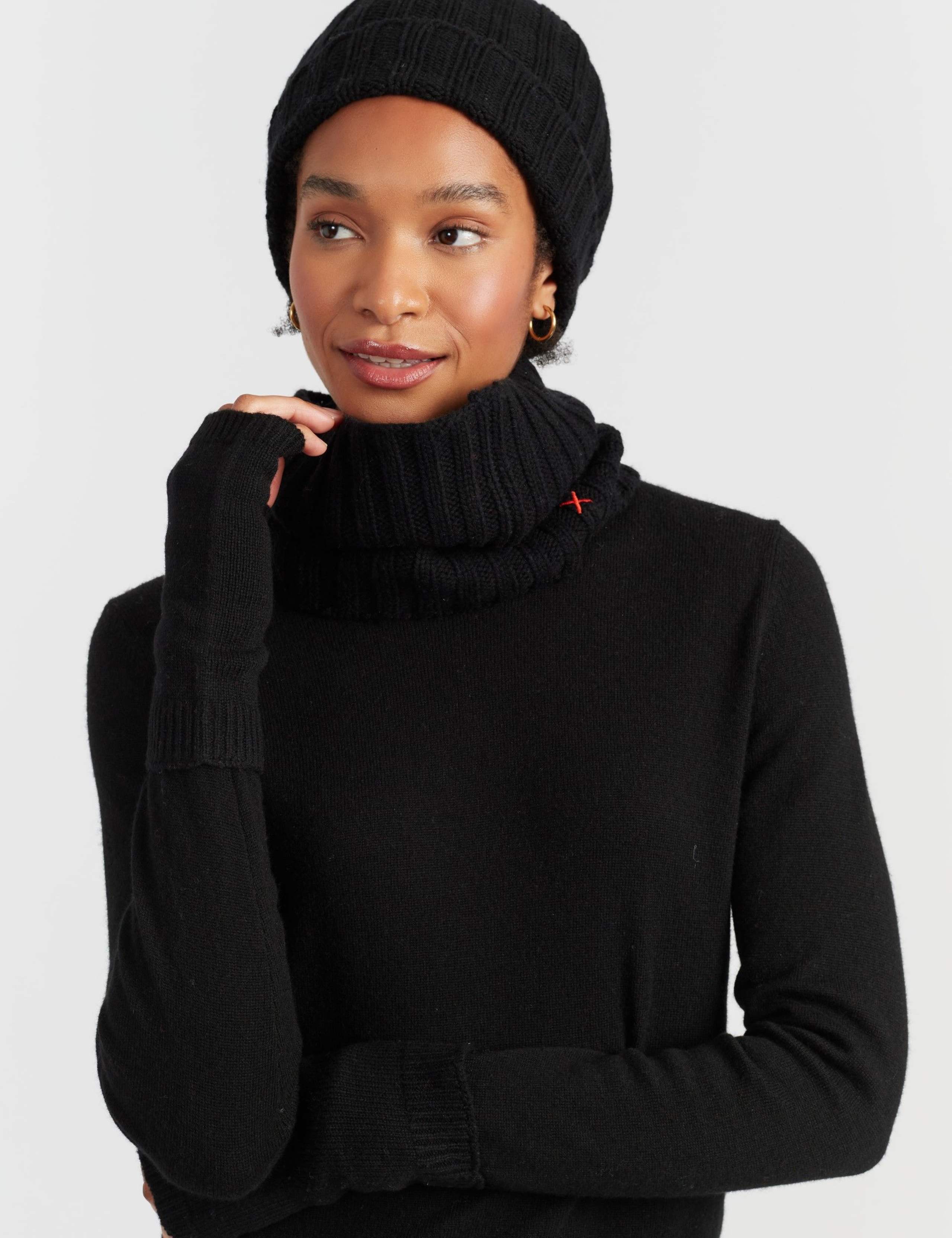 Wool Rich Rib Beanie Hat with Cashmere