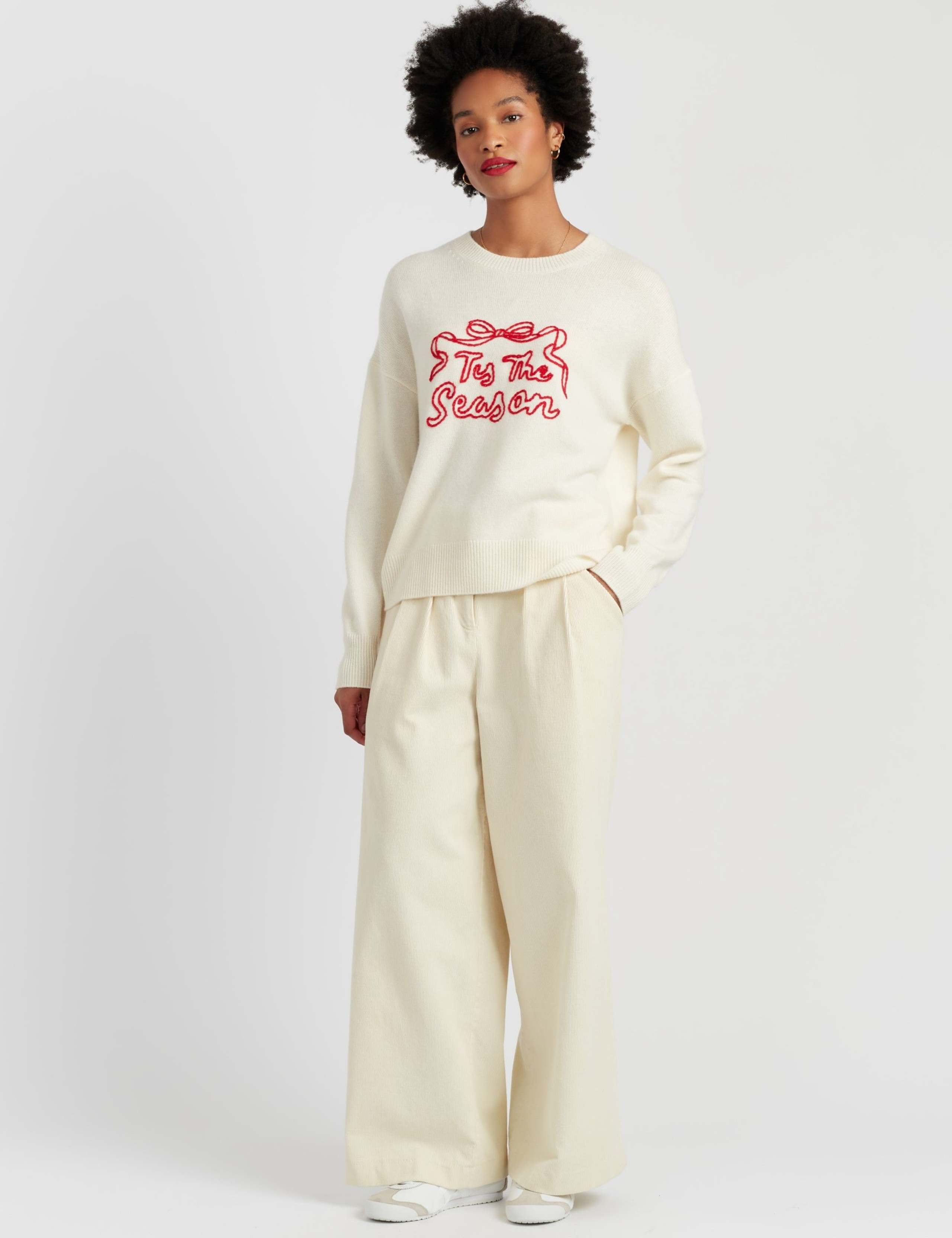 Wool Rich Slogan Sweatshirt with Cashmere