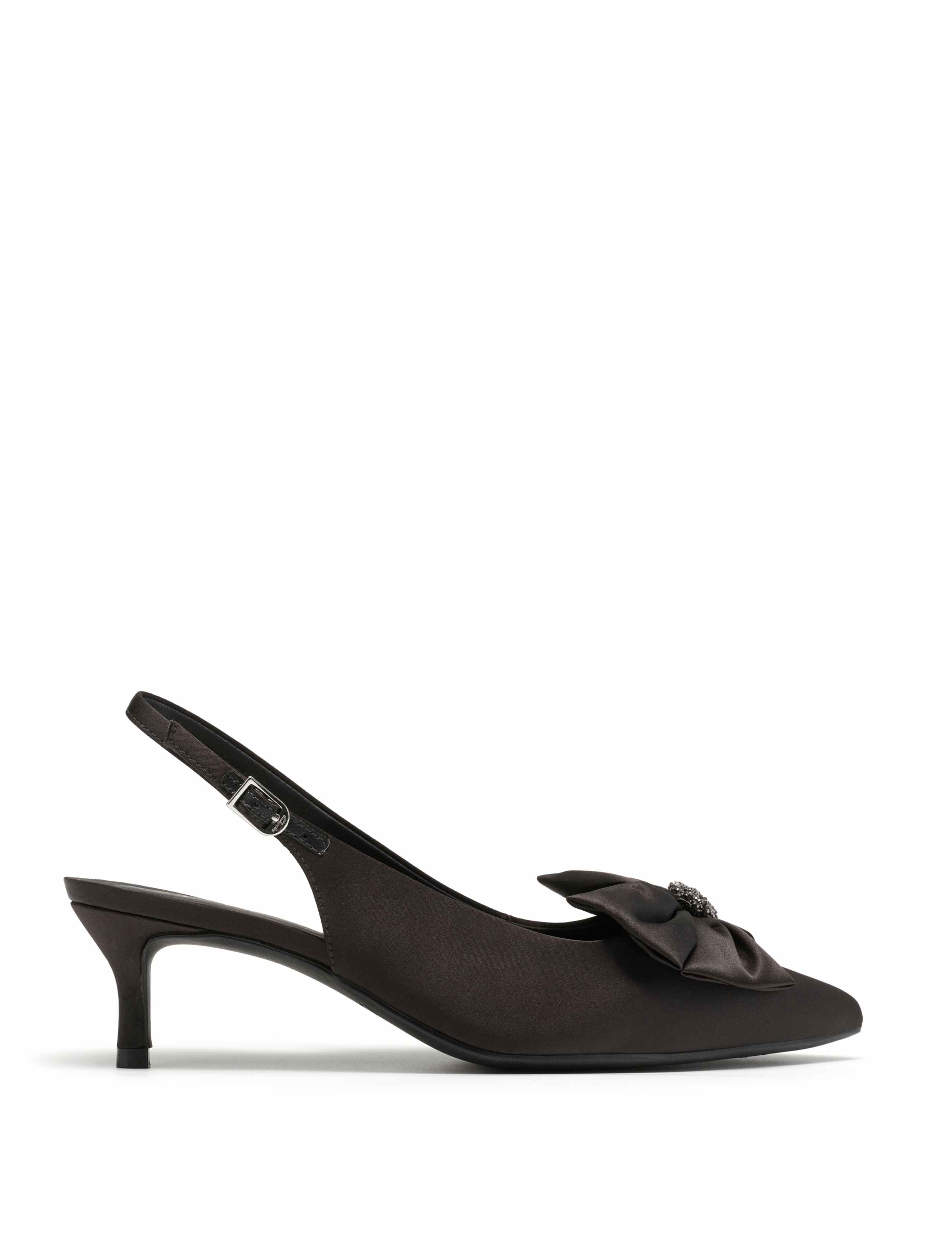 Bow Kitten Heel Pointed Slingback Shoes