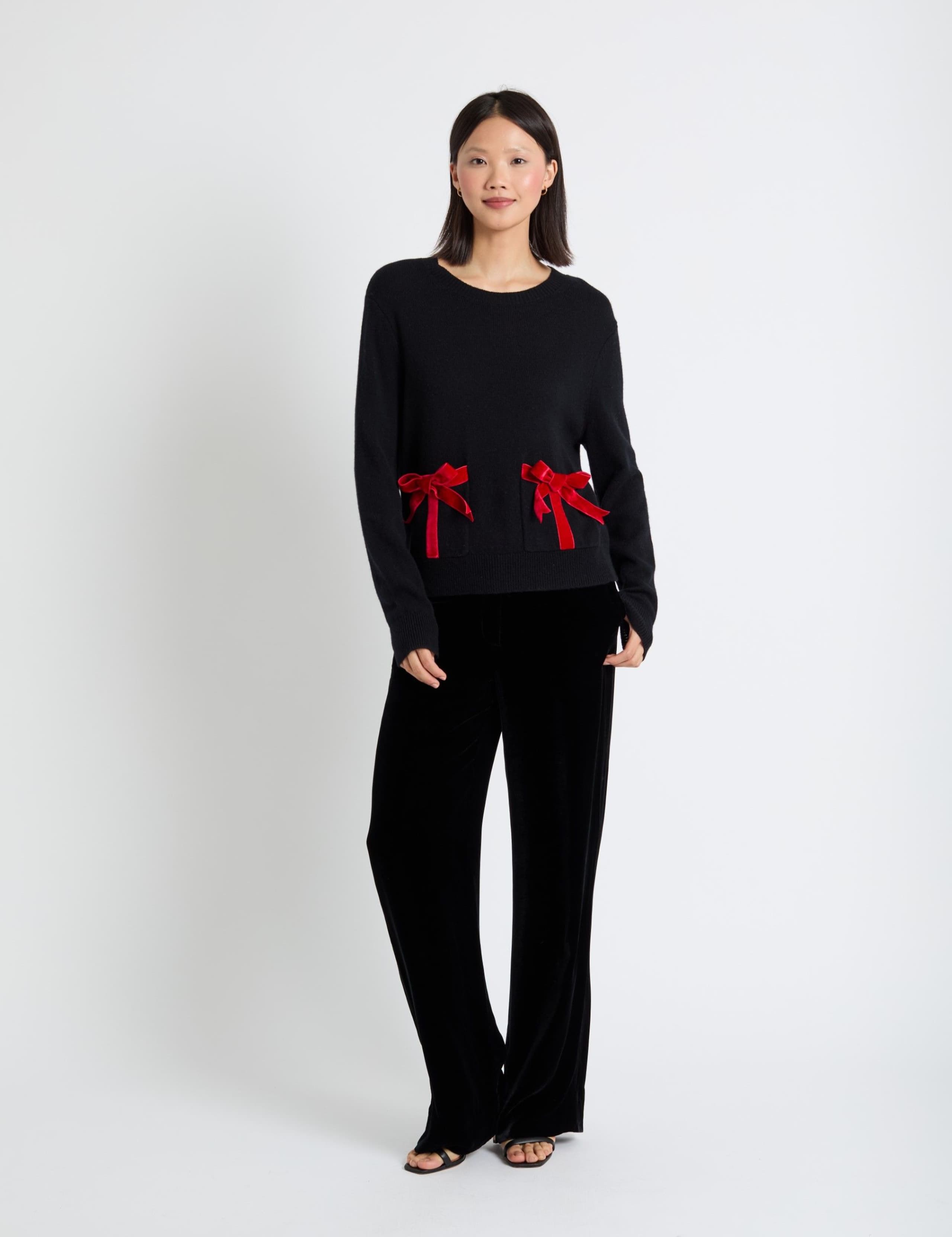Wool Rich Bow Pocket Jumper with Cashmere