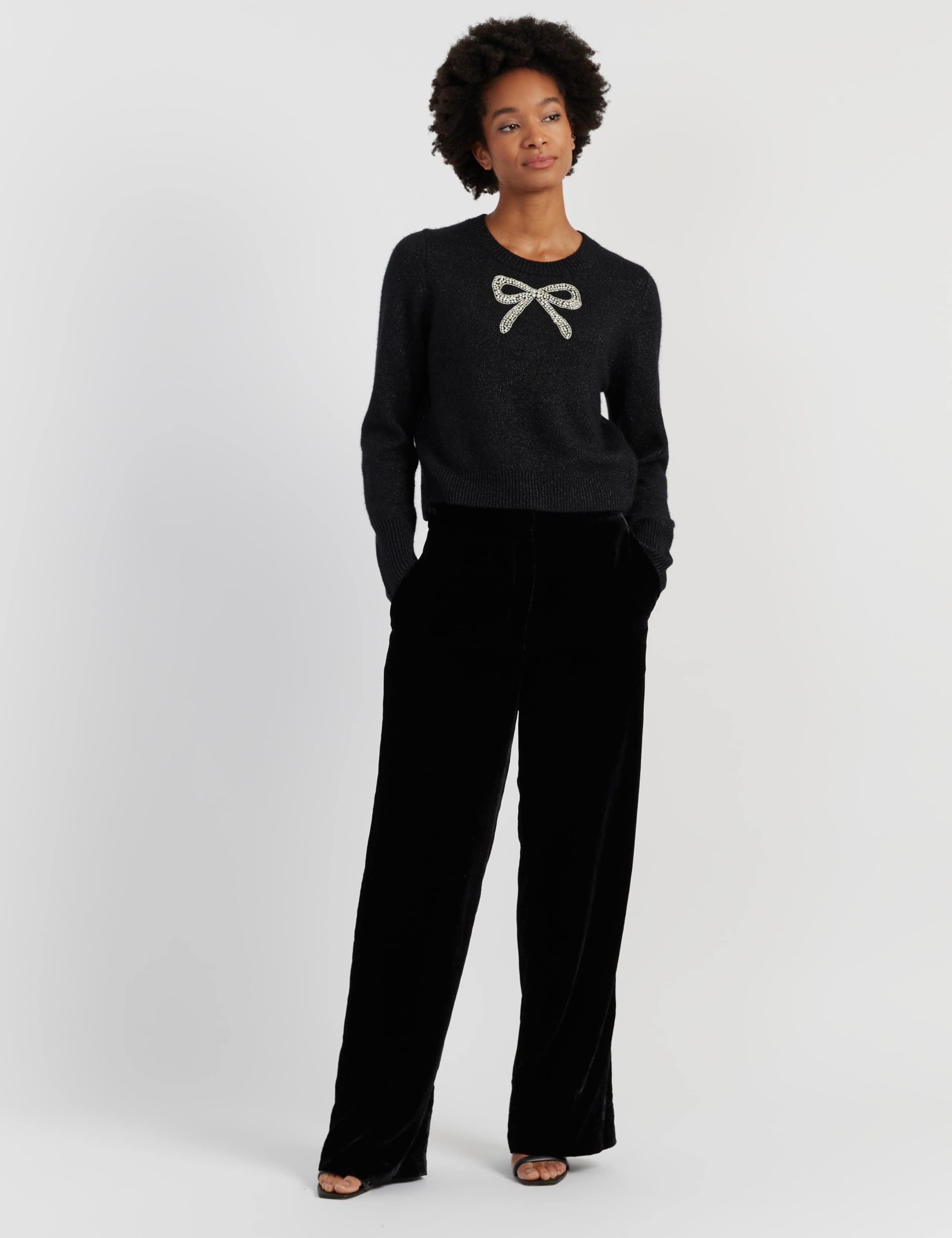 Wool Rich Embellished Bow Jumper