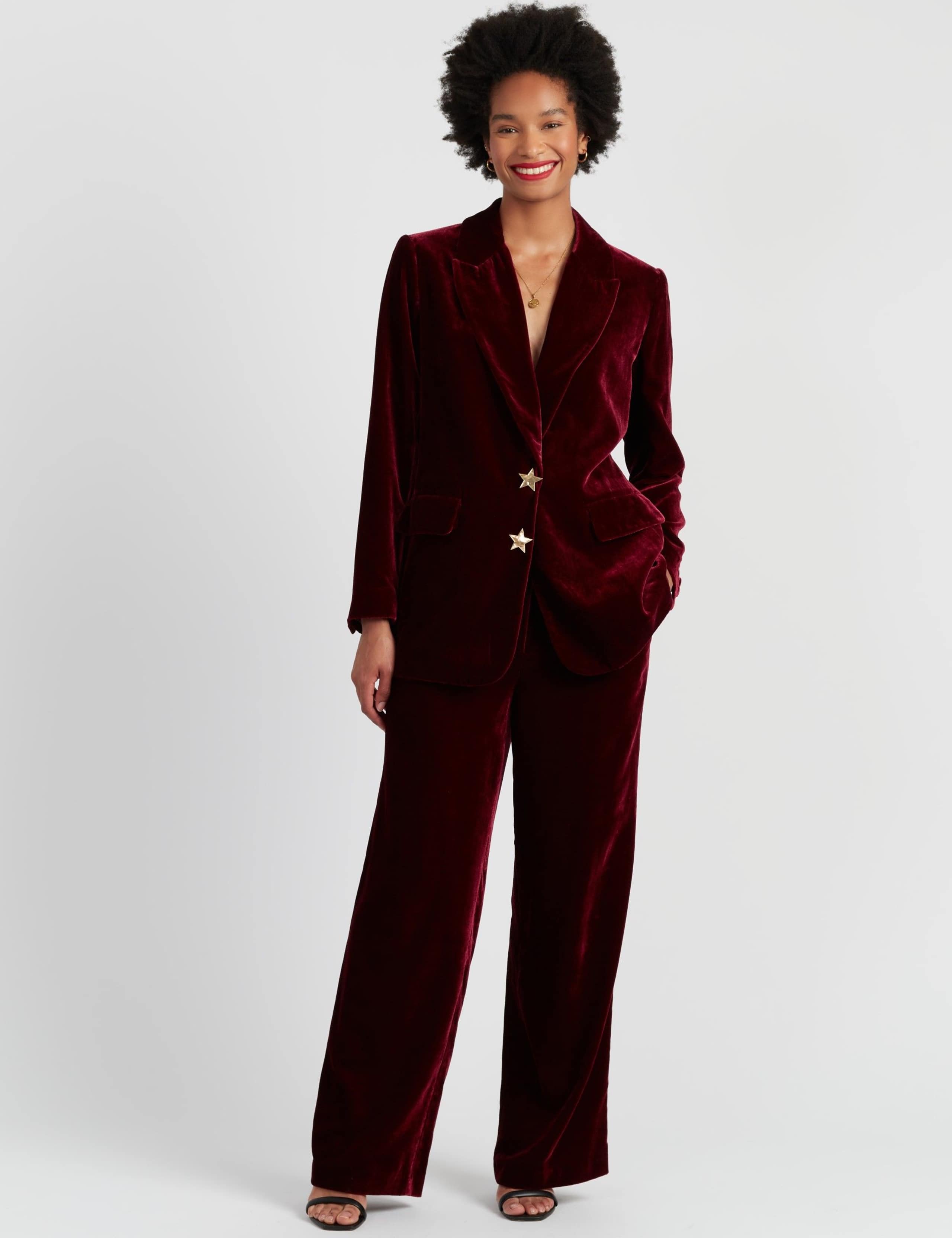 Velvet Tailored Single Breasted Blazer