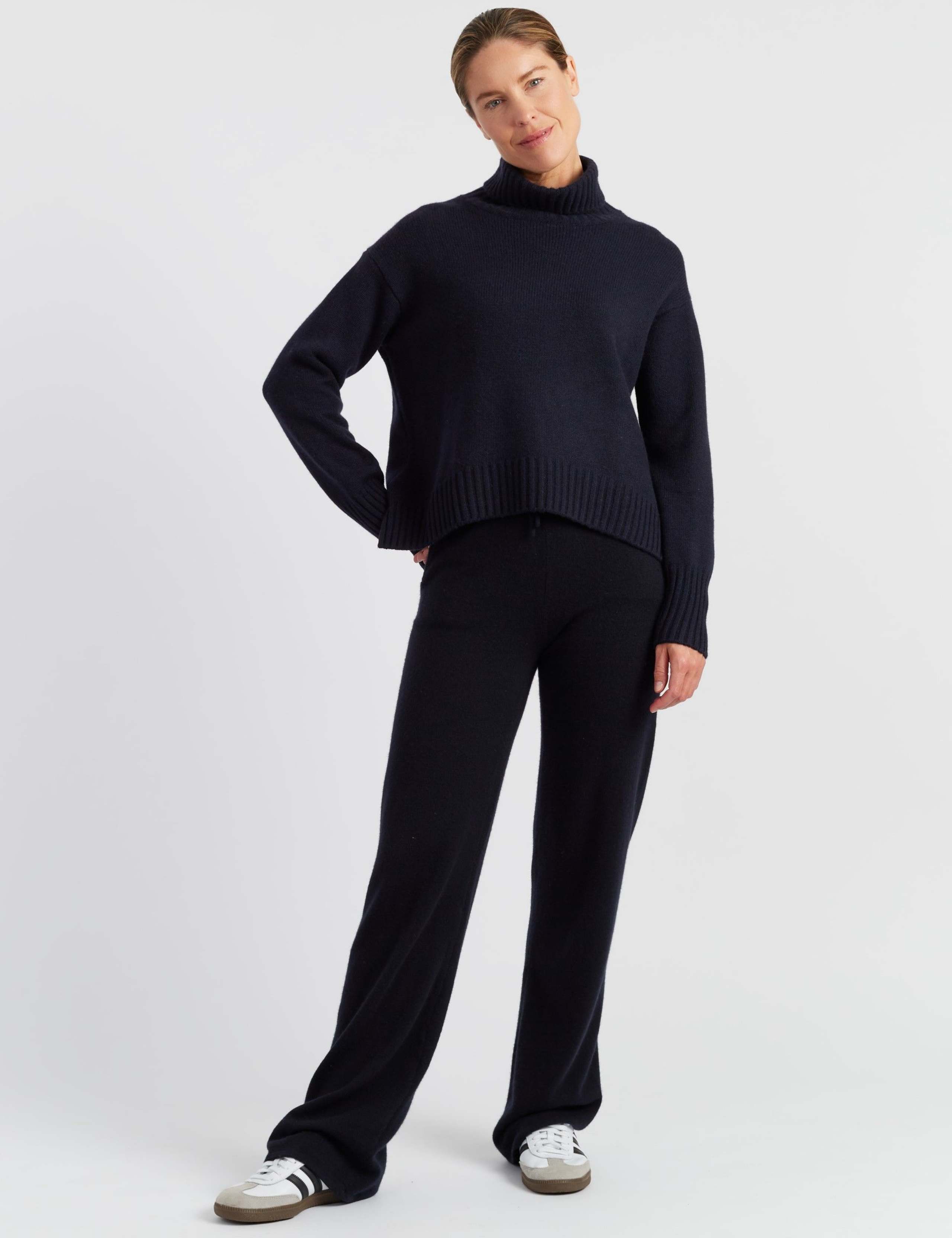 Wool Rich Roll Neck Jumper with Cashmere