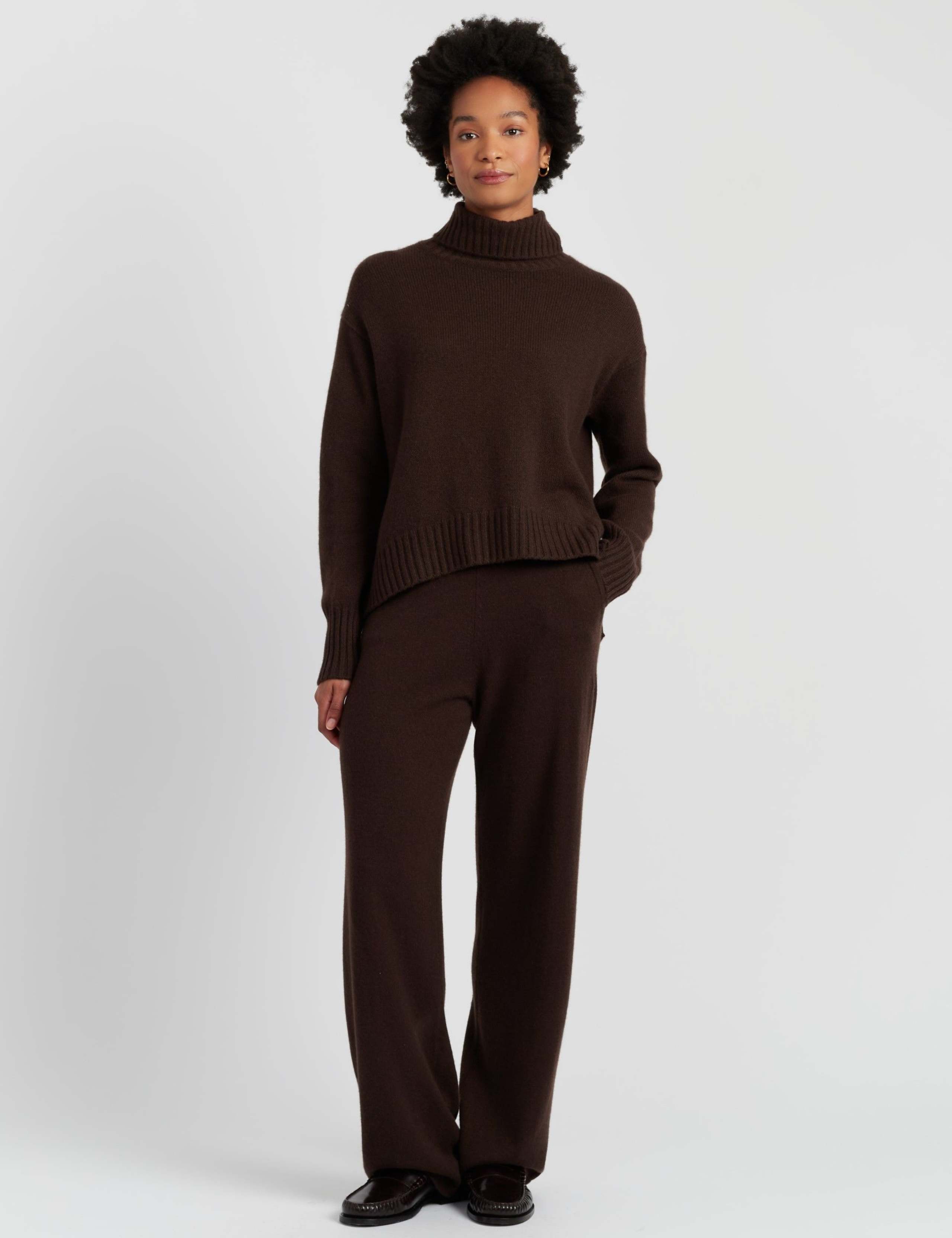 Wool Rich Roll Neck Jumper with Cashmere