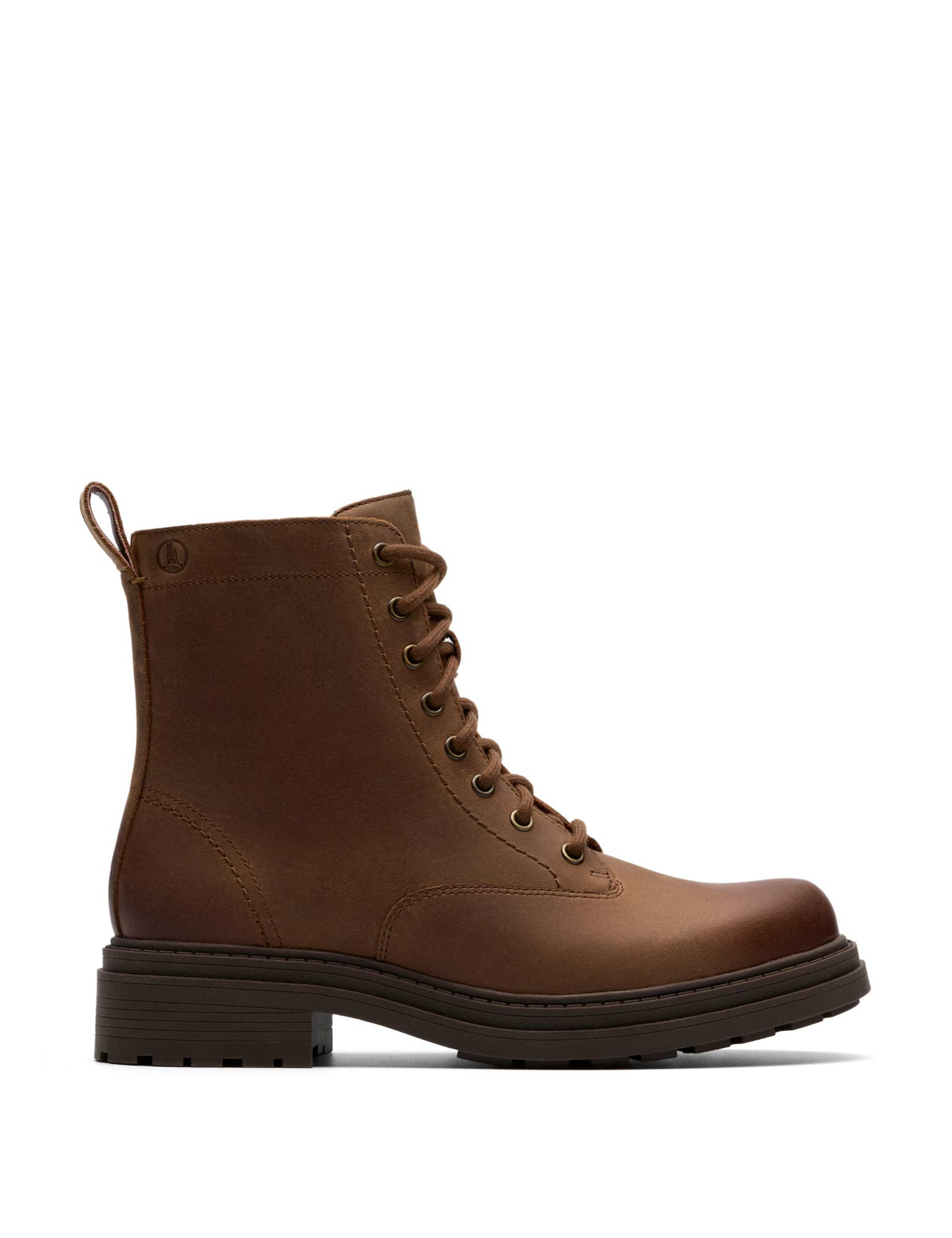 Wide Fit Leather Lace Up Block Heel Ankle Boots