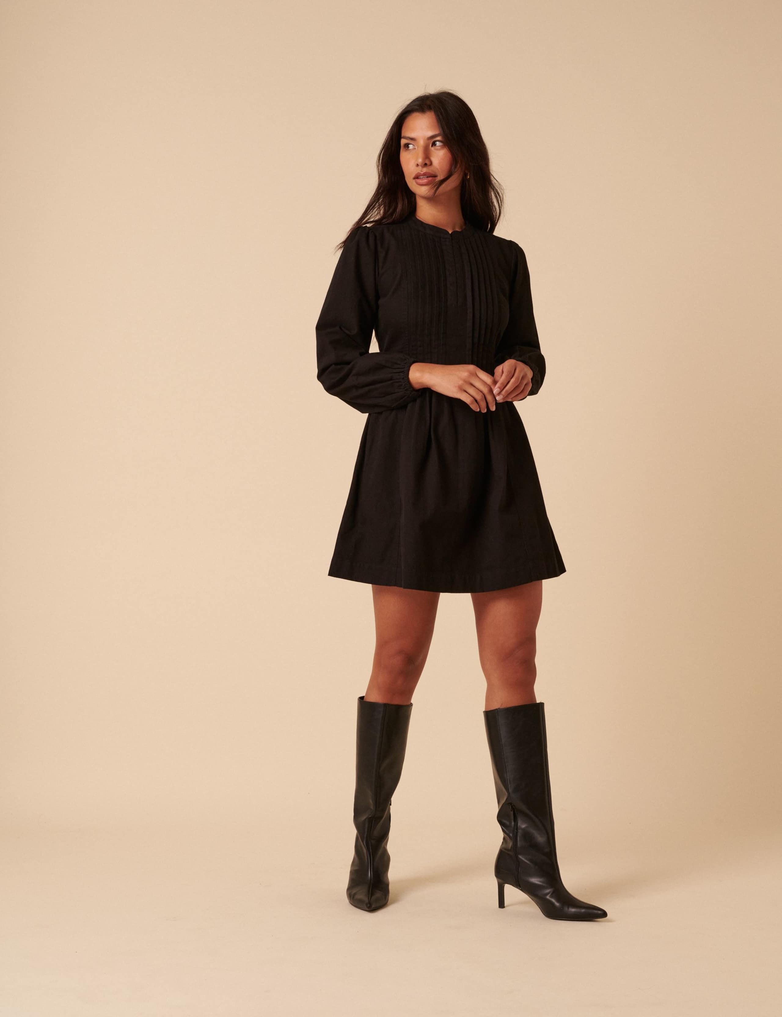 Cotton Pintuck Mini Dress