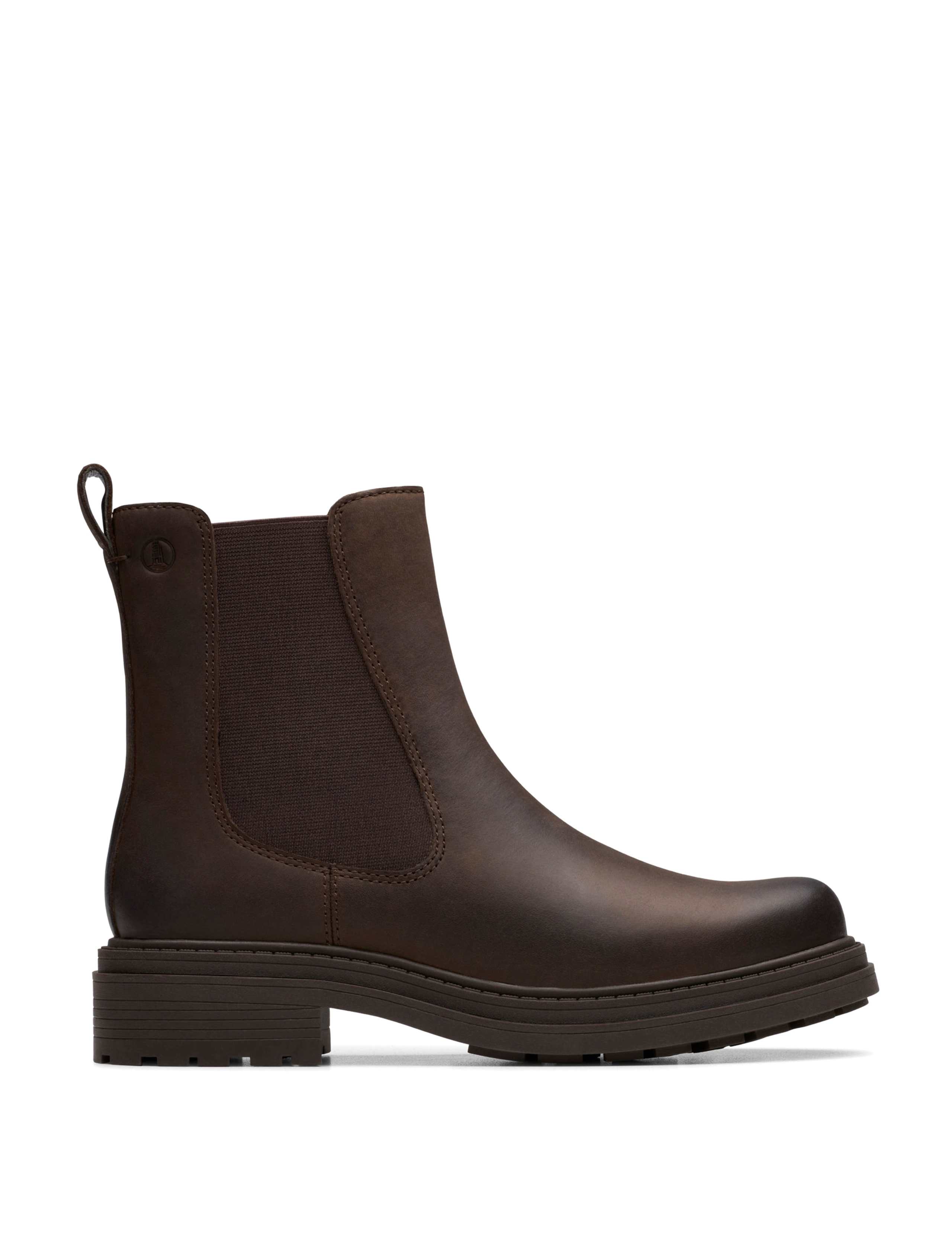 Wide Fit Leather Chelsea Block Heel Boots