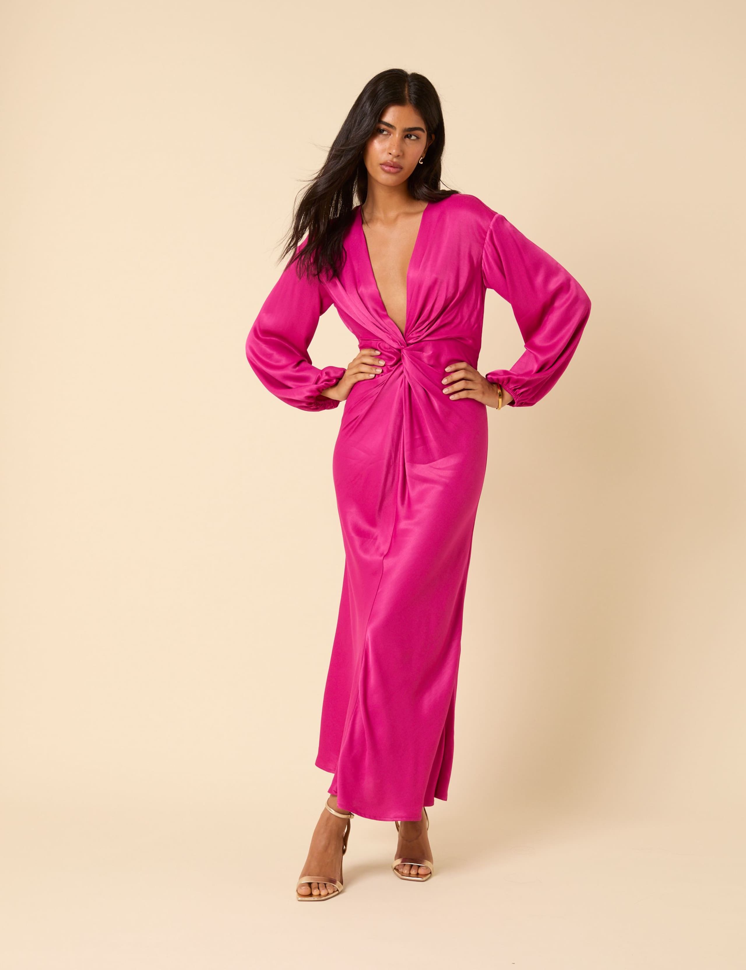 V-Neck Midaxi Column Dress