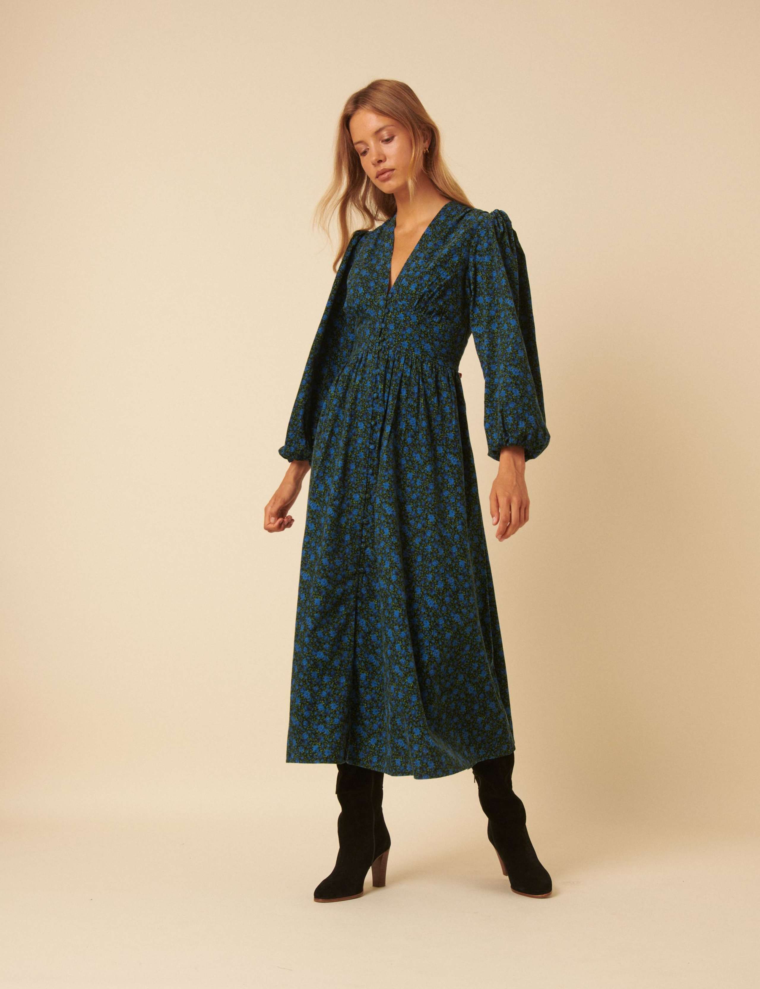 Pure Cotton Ditsy Floral Midi Tea Dress