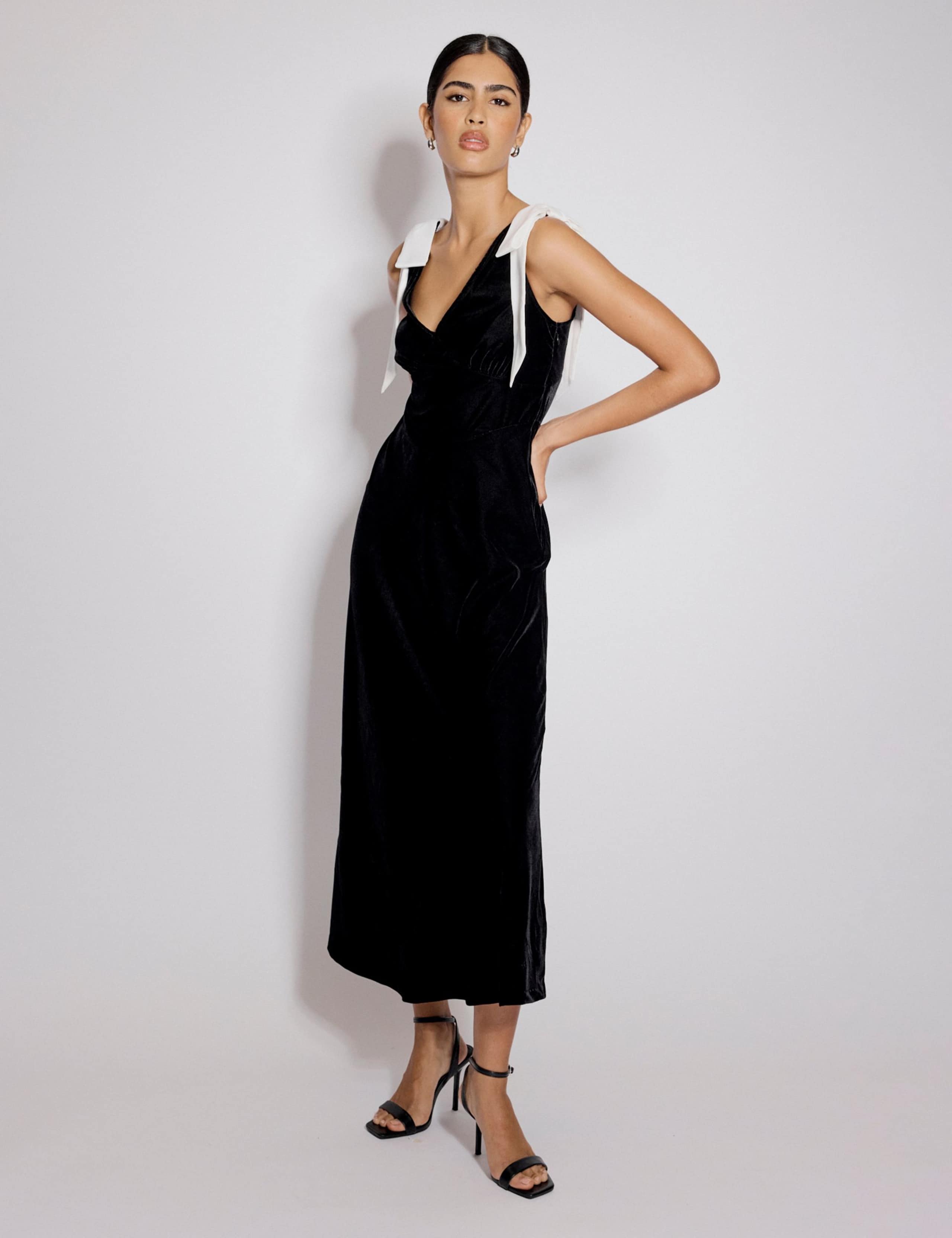 Bow Shoulder Detail Midi Dress