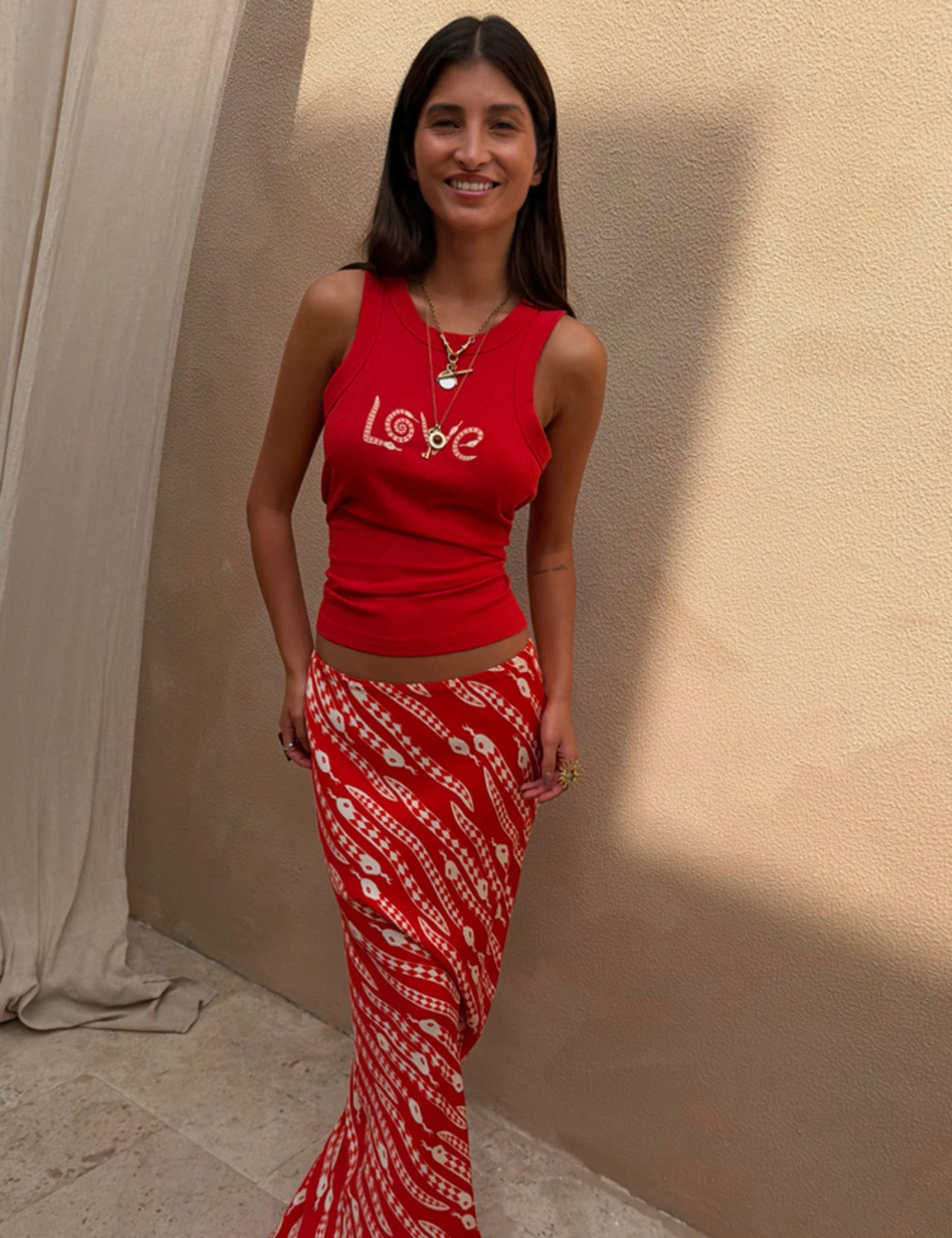 Snake Print Maxi Slip Skirt