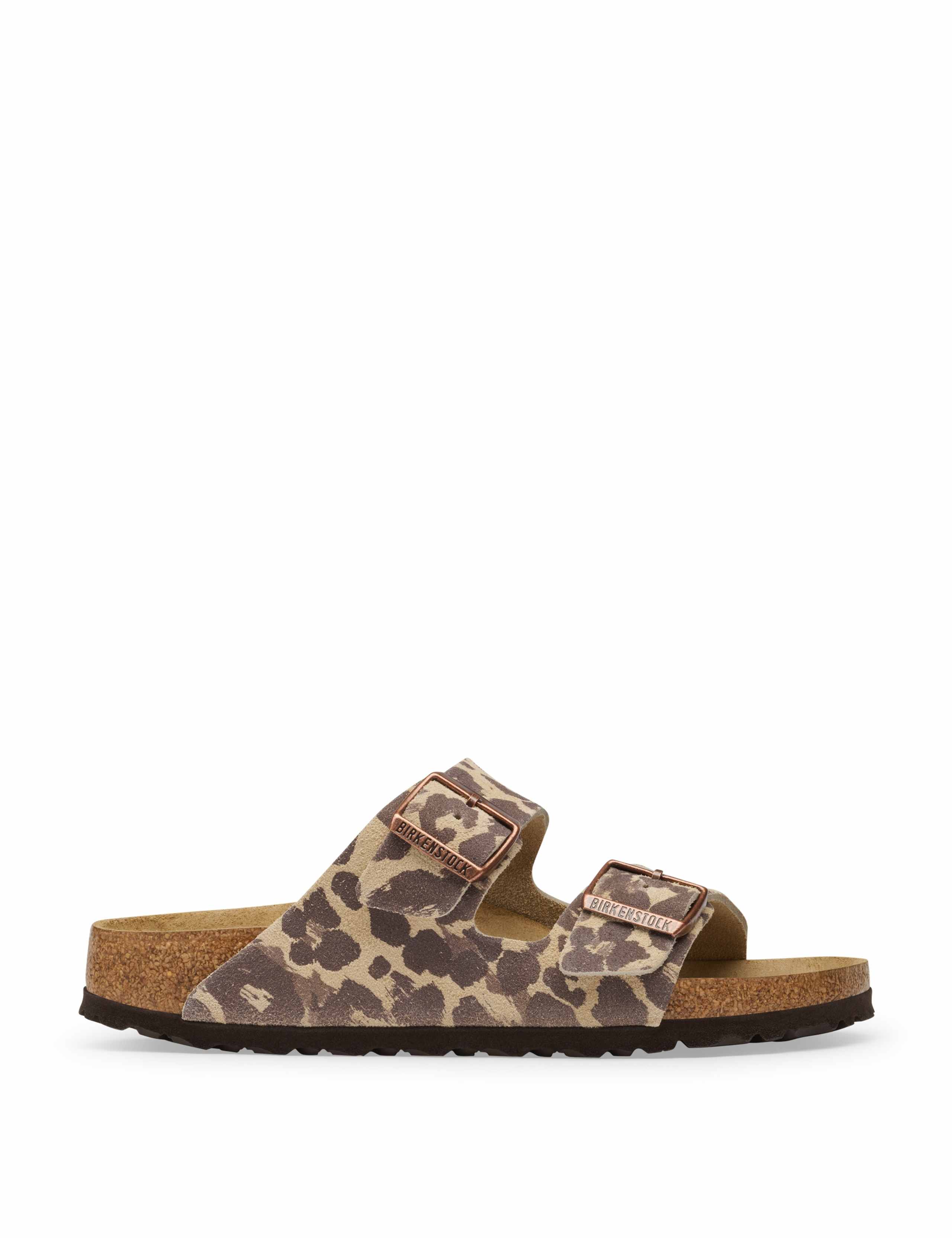 Arizona Suede Animal Print Footbed Sandals