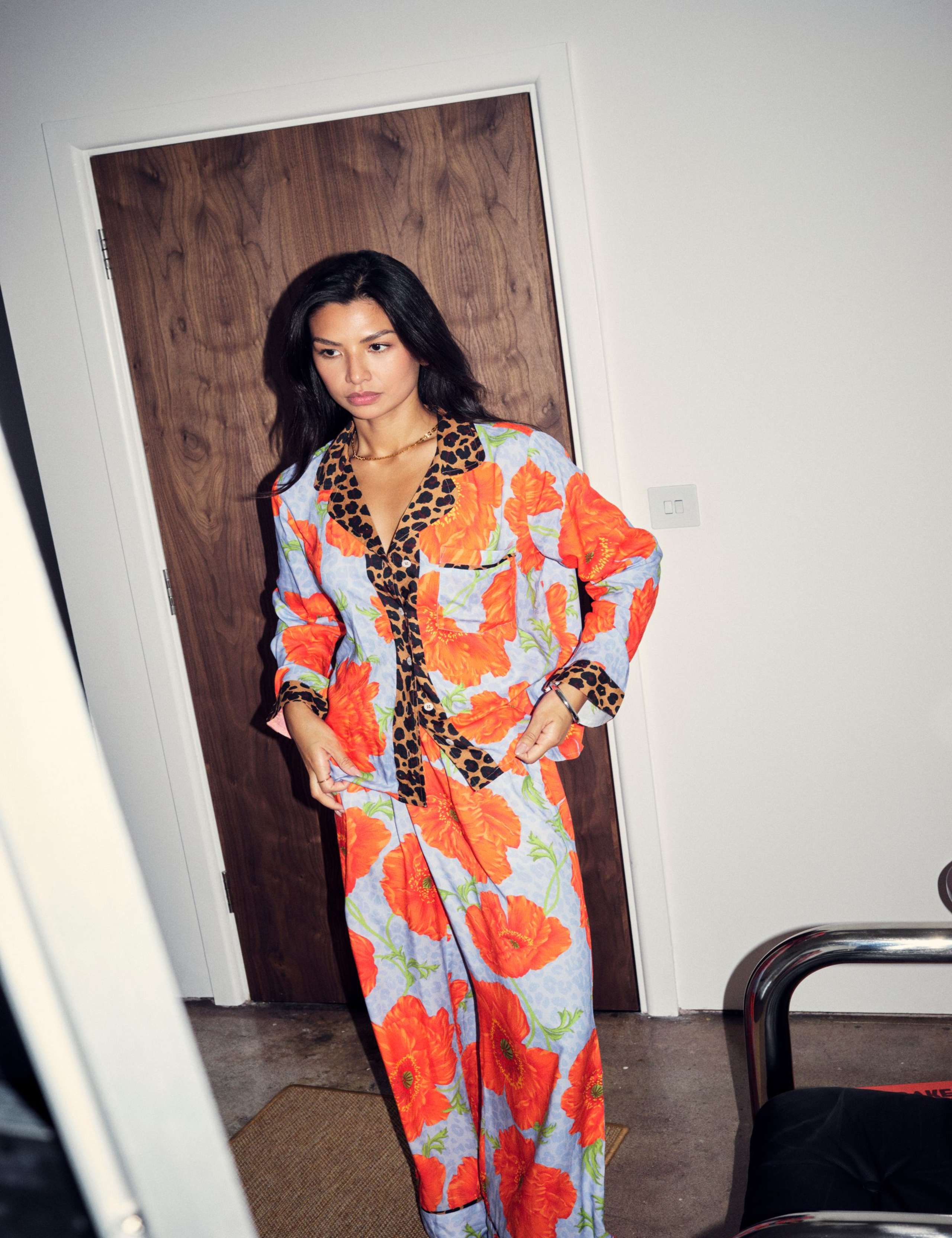 Poppy Print Button Through Pyjama Set