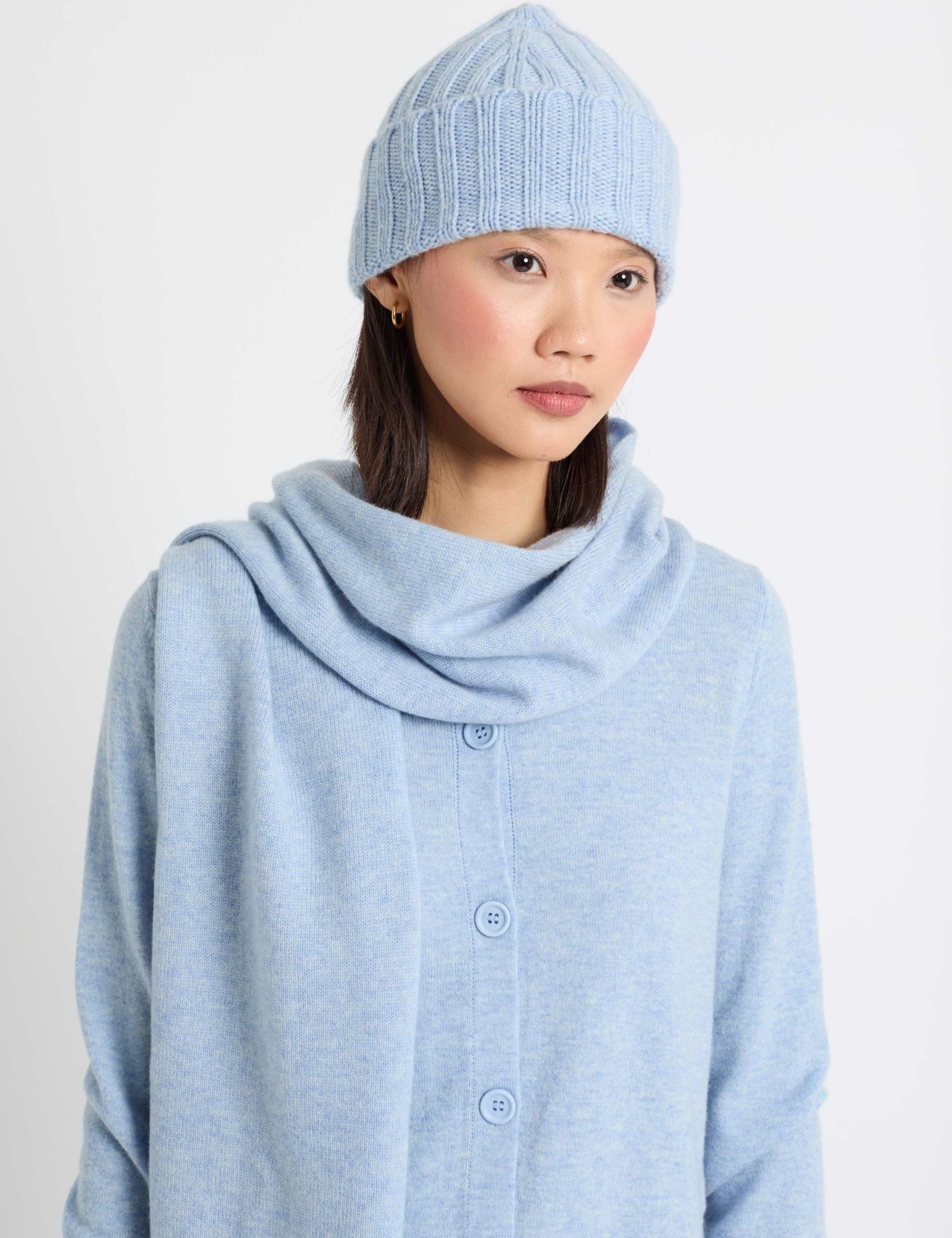 Wool Rich Rib Beanie Hat with Cashmere