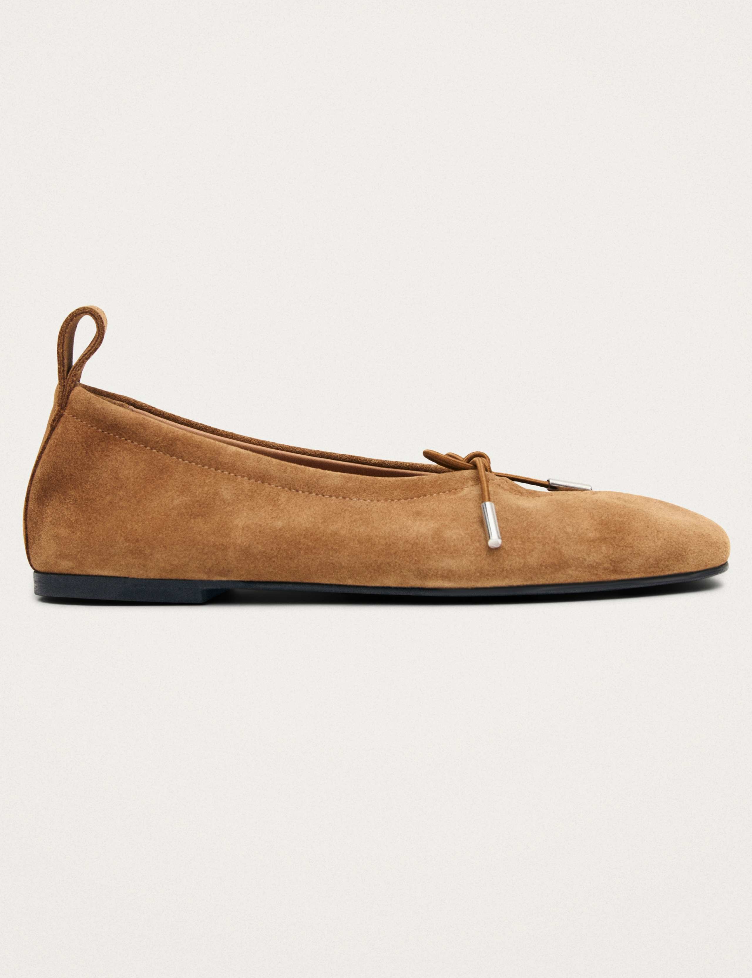 Suede Bow Flat Ballet Pumps