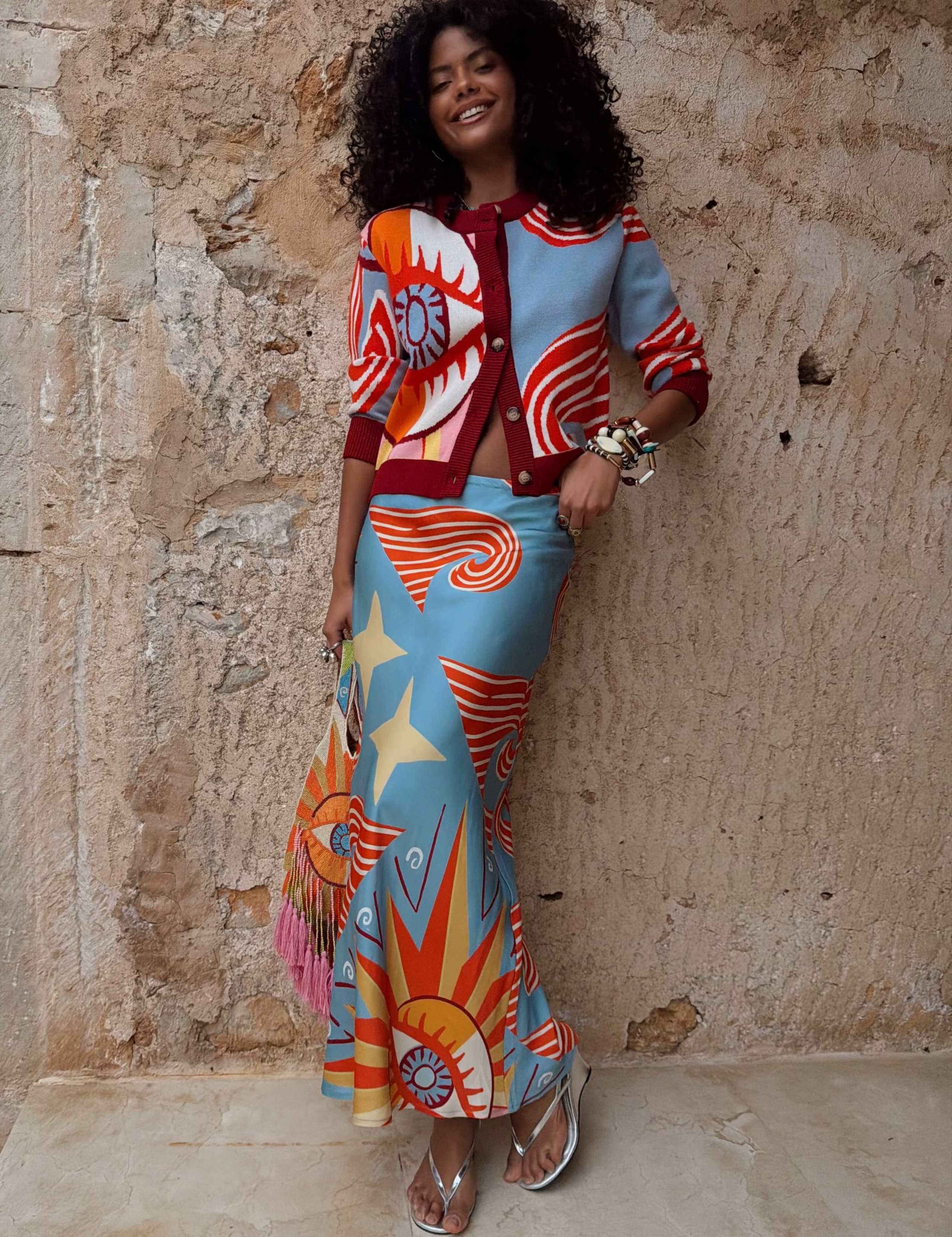 Printed Maxi Slip Skirt