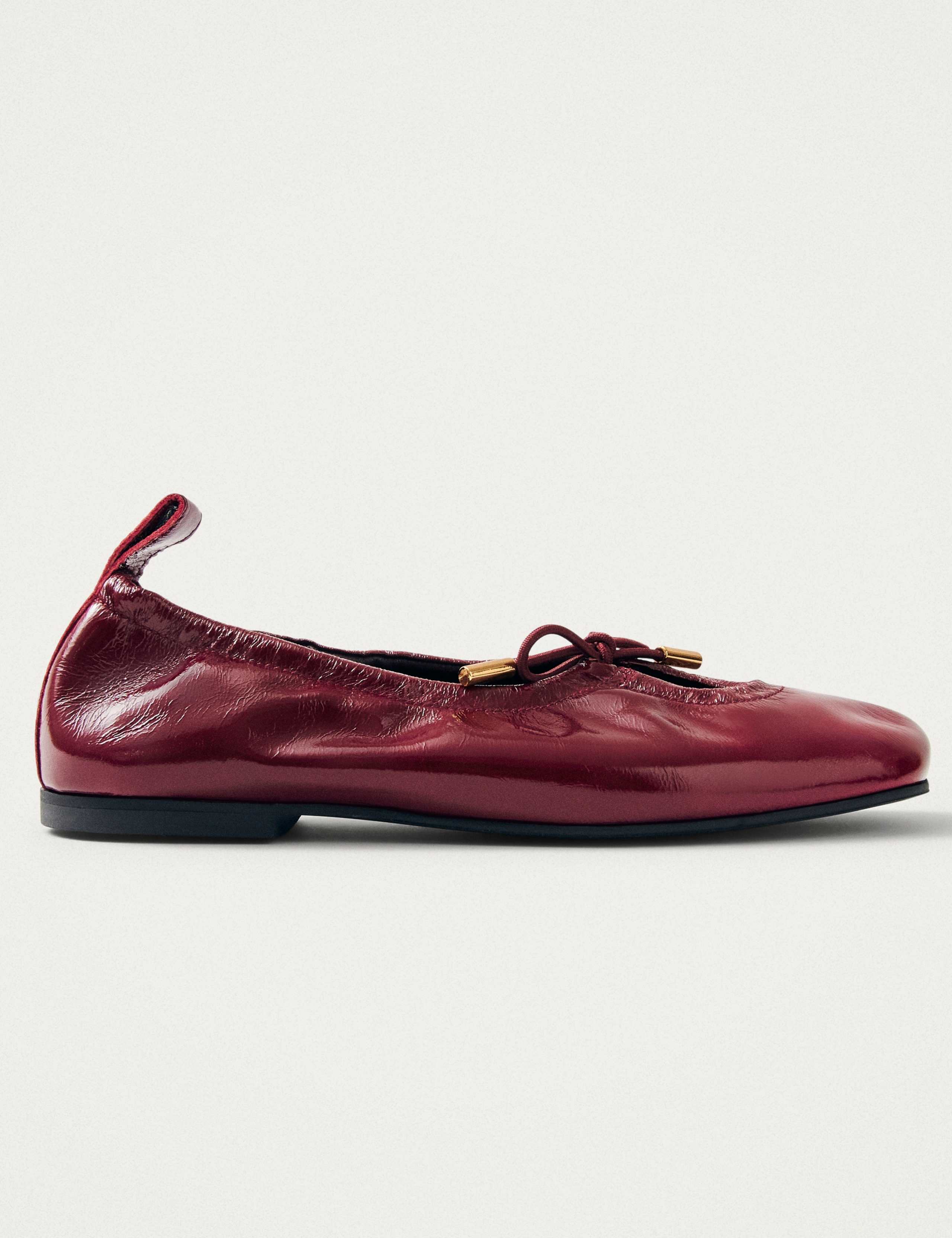 Rosalind Burgundy Leather Flat Ballet Pumps
