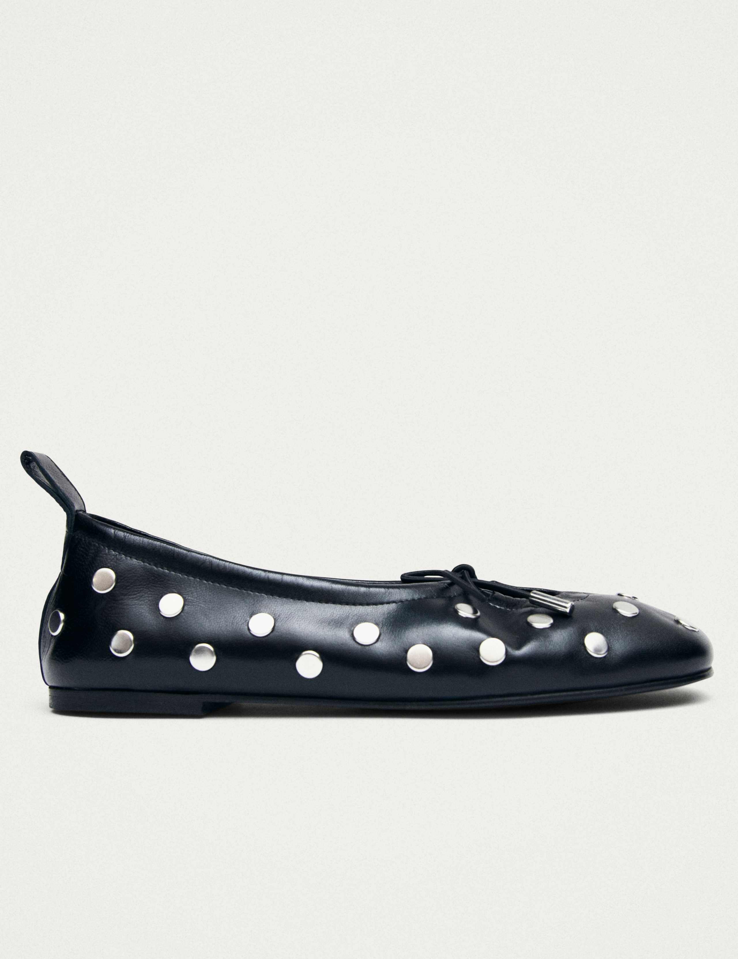 Rosalind All Studs Leather Flat Ballet Pumps